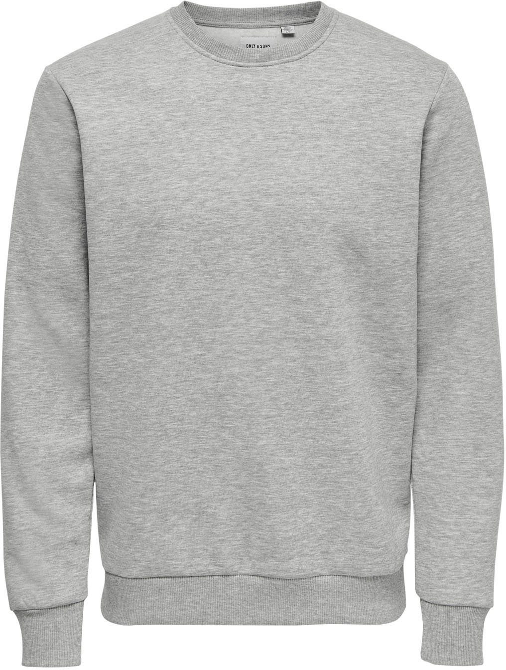 ONLY & SONS Sweatshirt hellgrau-meliert SWEATSHIRT LIFE NECK CREW CERES