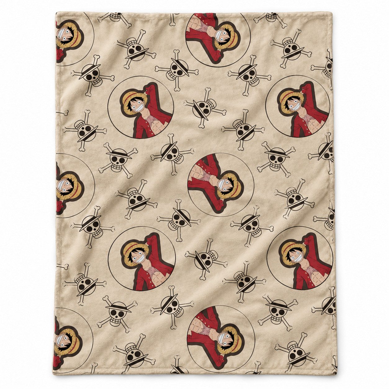 Wolldecke One Piece Ruffy Kinder Flanell Wohndecke warme Kuscheldecke 110x150 cm, One Piece