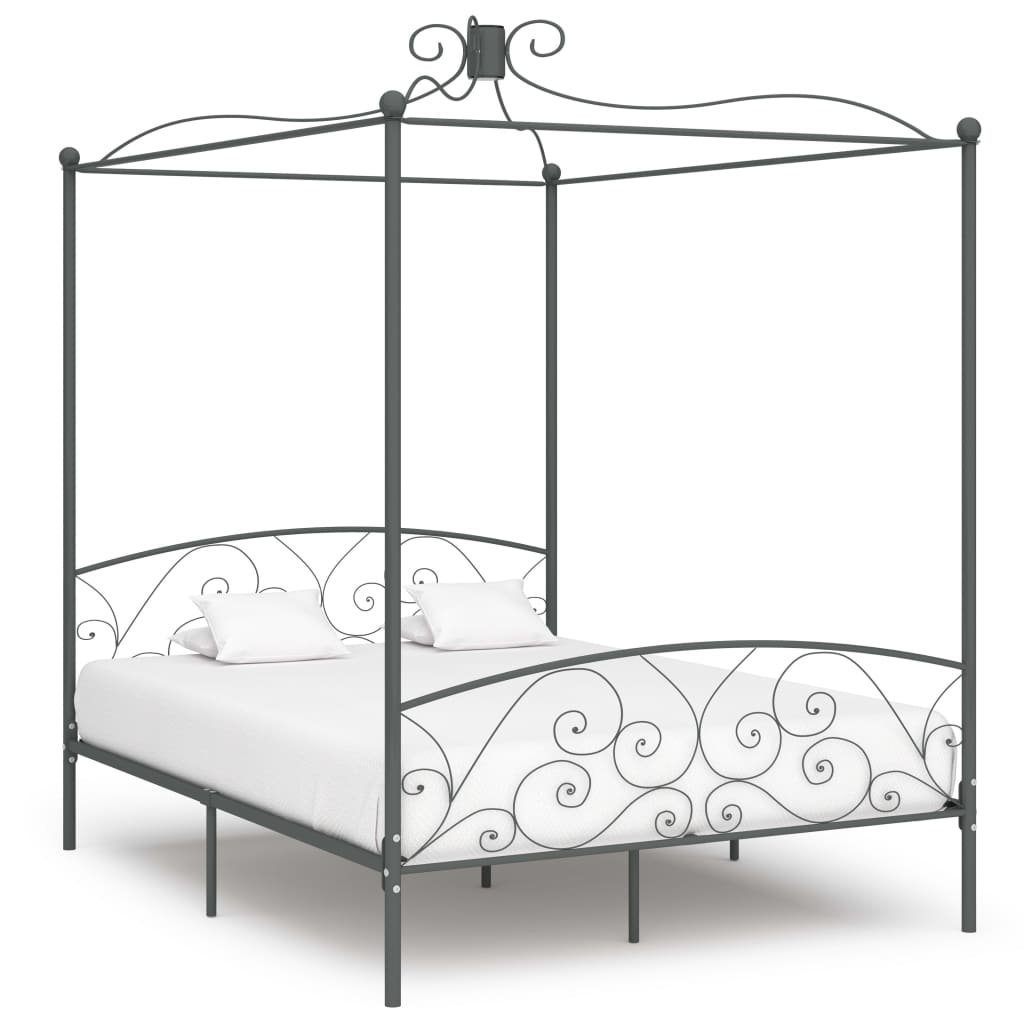 furnicato Bettgestell Himmelbett-Gestell Grau Metall 180 günstig online kaufen