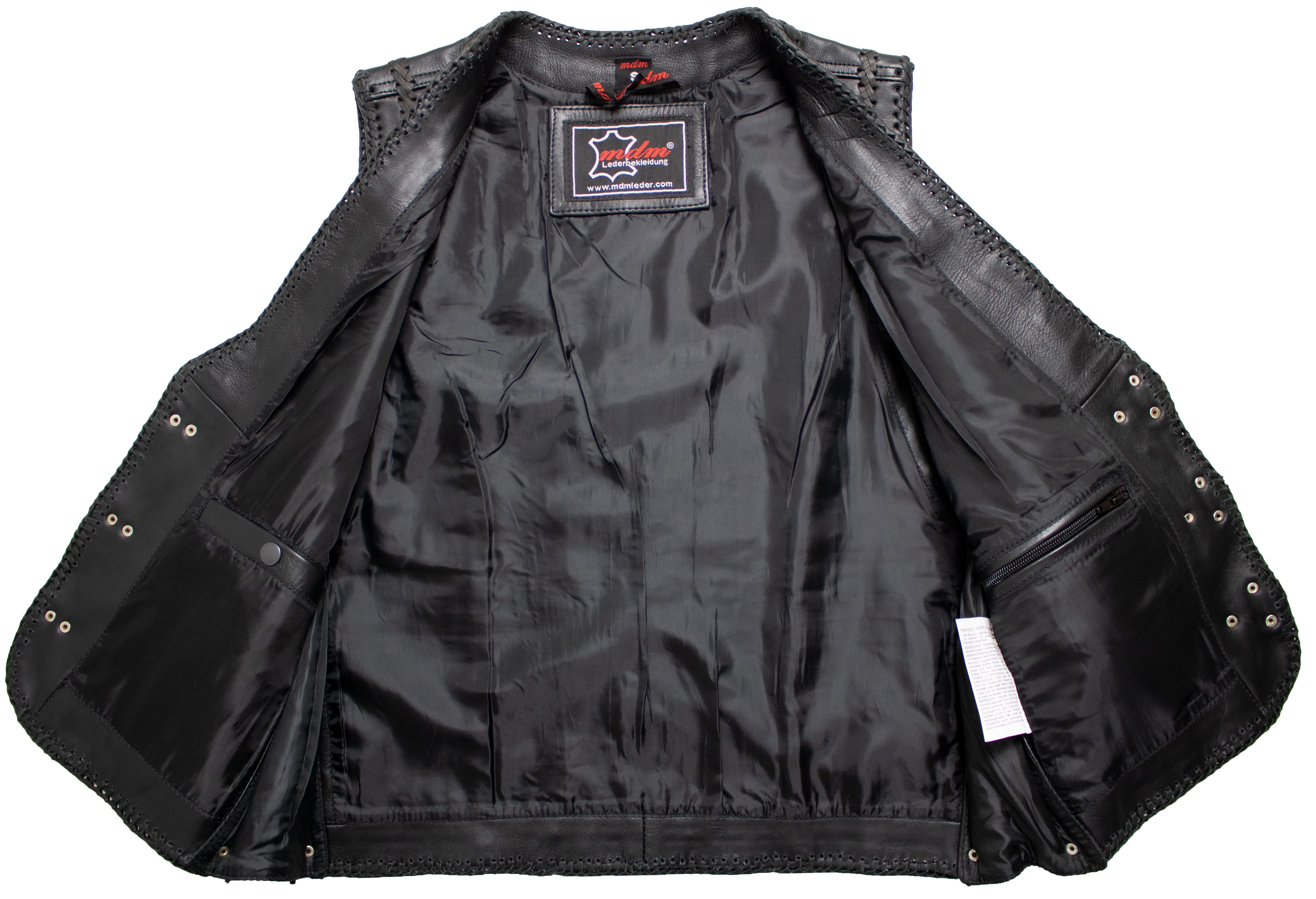 MDM Lederweste Herren Motorrad Biker Lederweste Doppelt geflochten – Bild 5 von 5