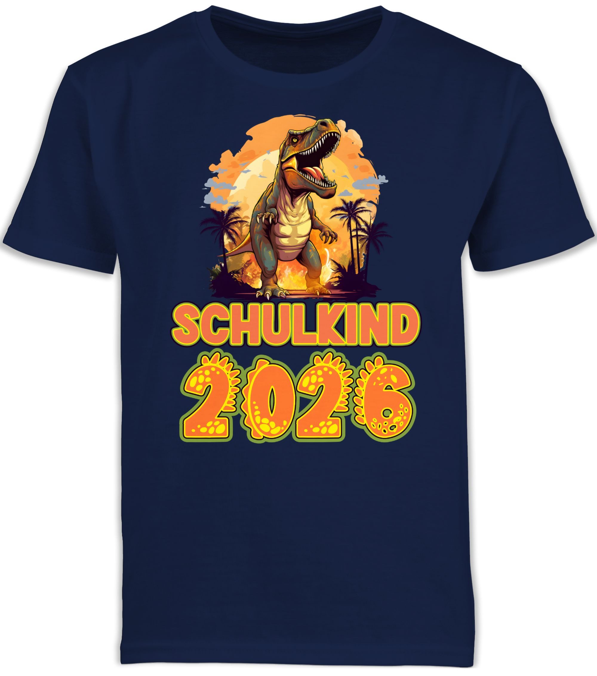 Shirtracer T-Shirt Schulkind 2026 T-Rex Dinosaurier Einschulung Junge Schulanfang Geschenke