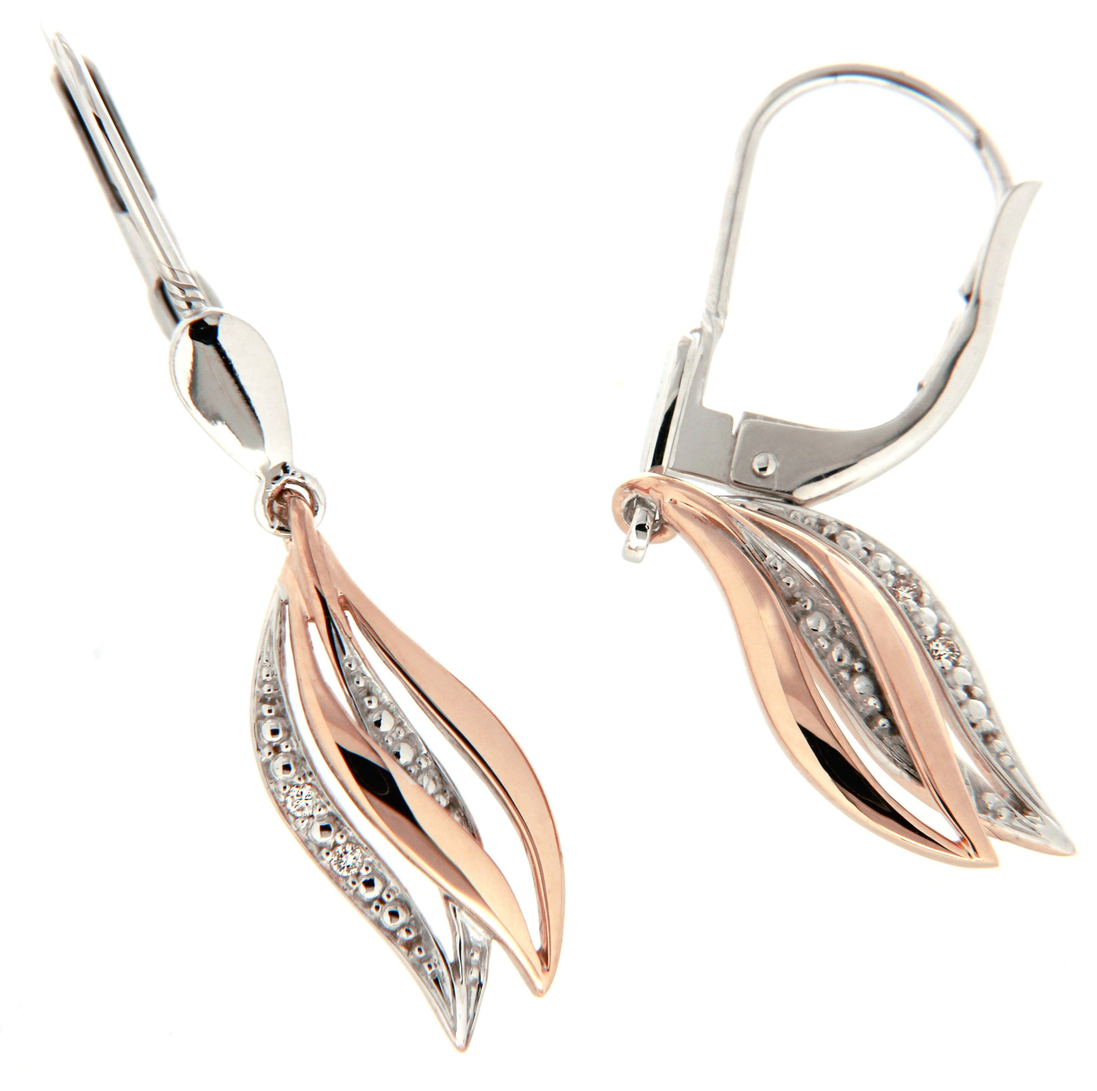 Firetti Paar Ohrhänger Schmuck Geschenk Gold 333 Ohrschmuck Patentbrisur Glitzer, mit Brillant - Verschnittfassung