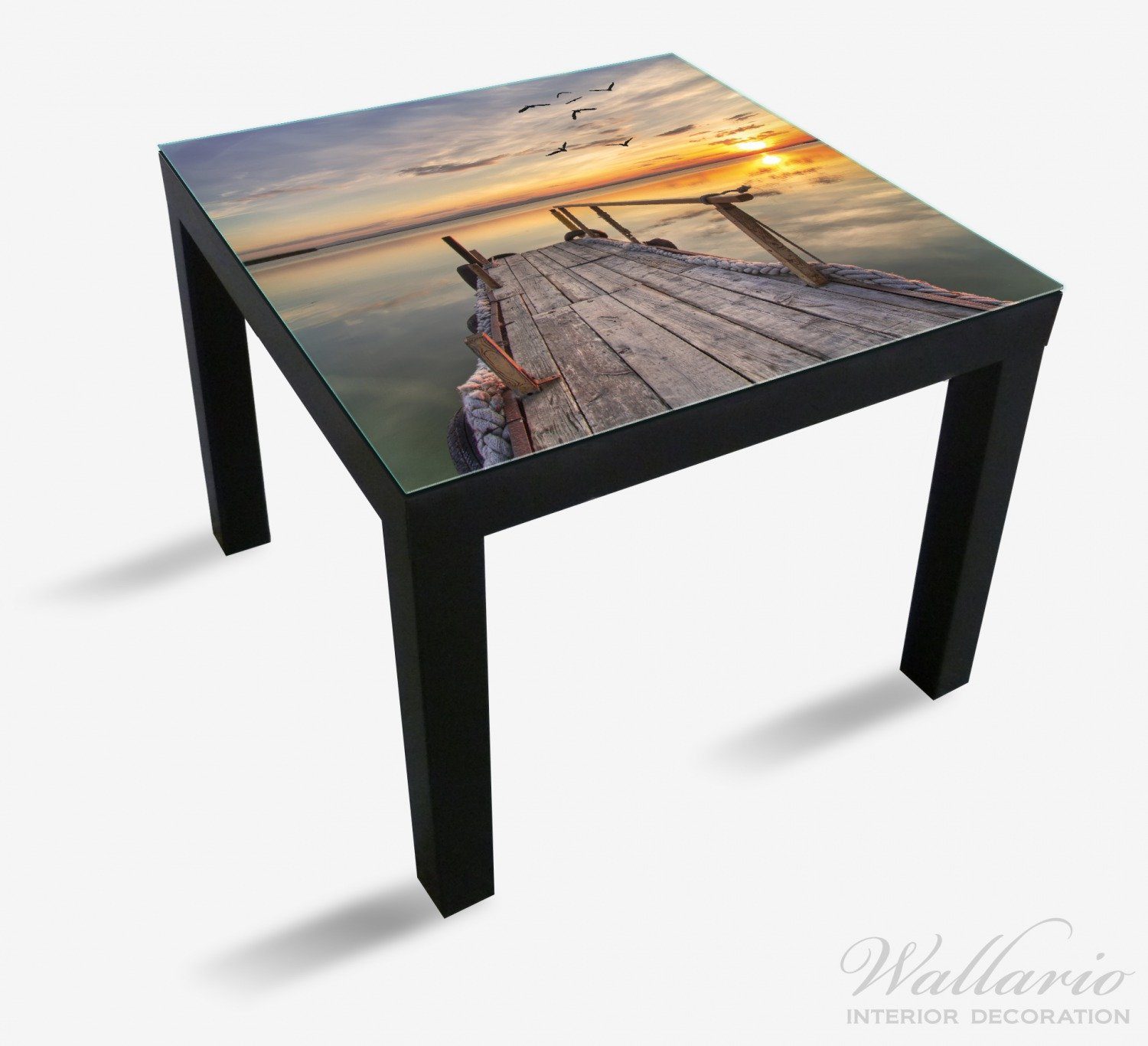 Sonnenuntergang Ikea Tisch Steg Lack für geeignet über (1 Tischplatte idyllischer See St), dem Wallario