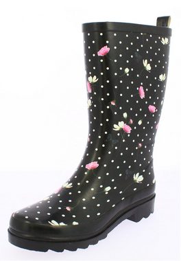 Beck Damen Gummistiefel Blumen- regen Gummistiefel (wasserdichte Stiefel, für trockene Füße bei Regenwetter) herausnehmbare innensohle, robuster weicher Naturkautschuk
