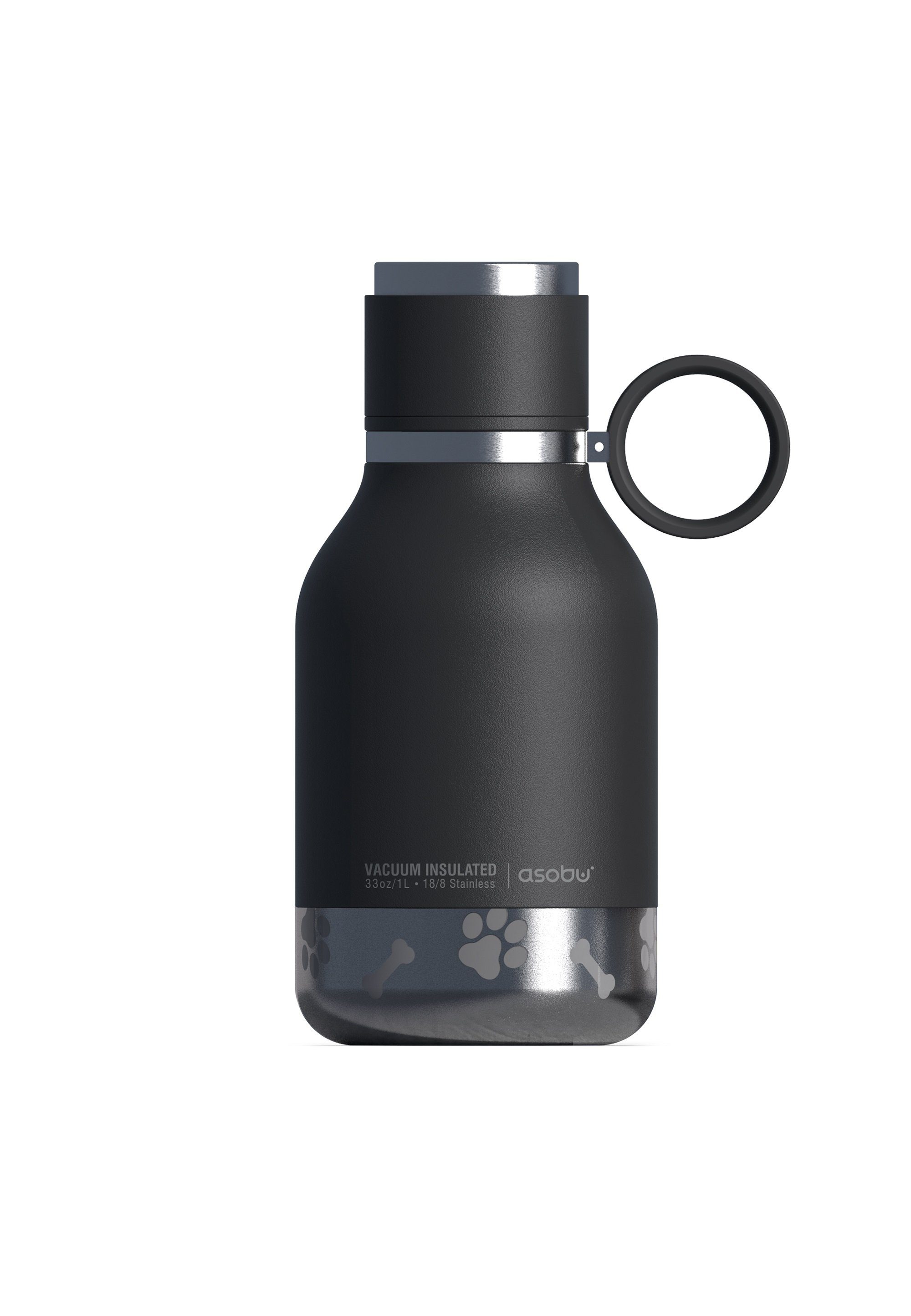 ASOBU Thermoflasche Dog Bowl Bottle, mit abschraubbarem Edelstahlnapf schwarz