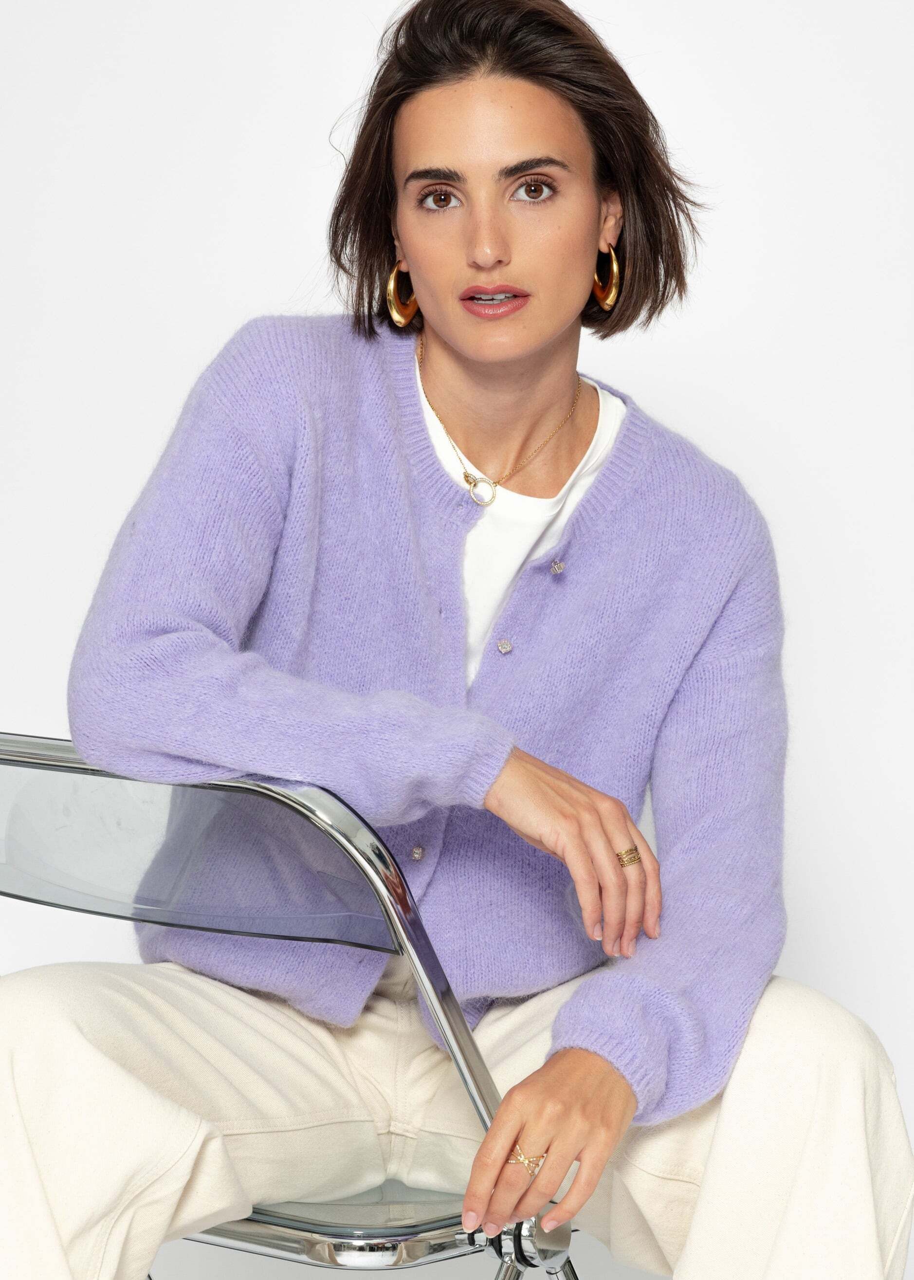 SASSYCLASSY Cardigan Weicher Strickcardigan mit Zierknöpfen für Damen Flaus günstig online kaufen