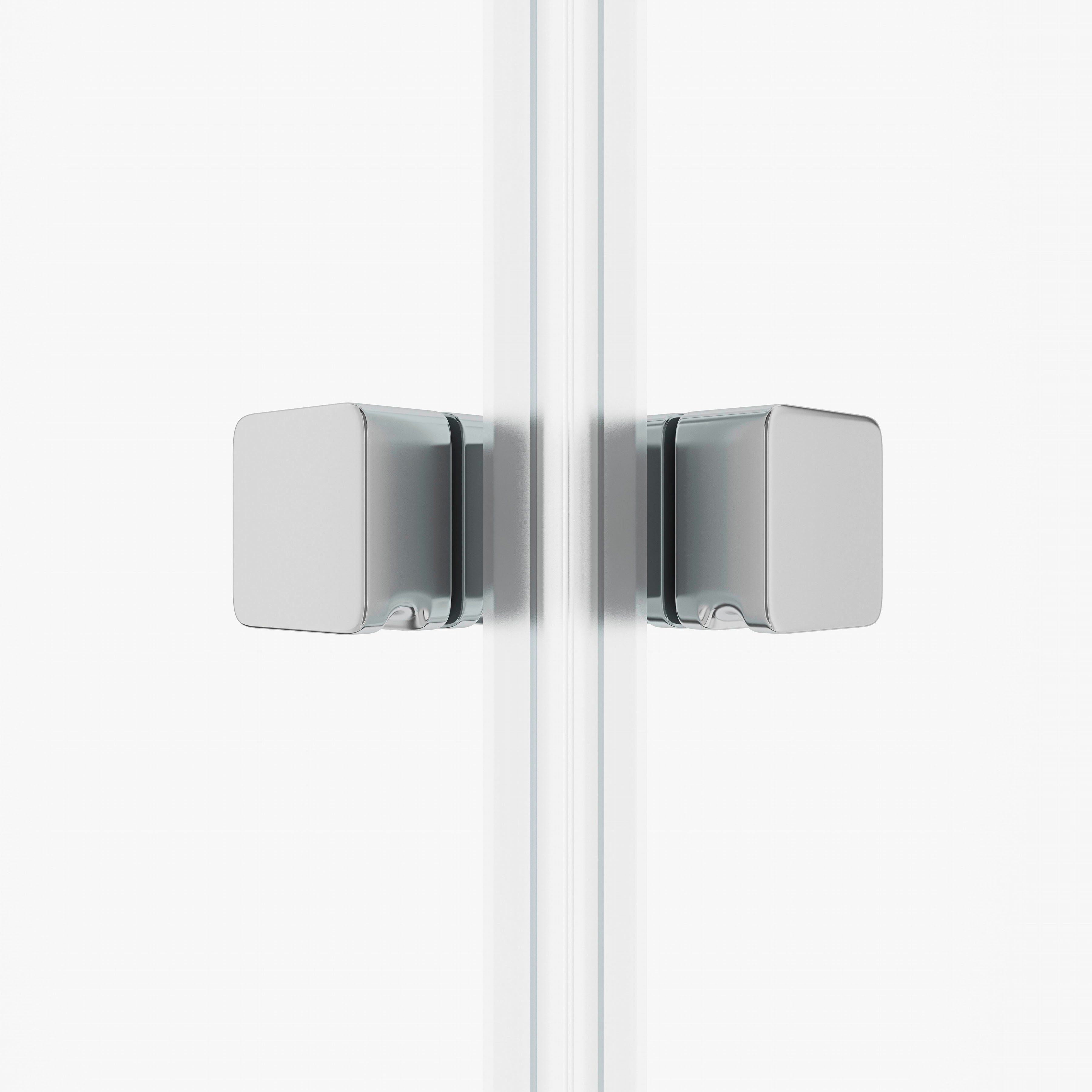 Marwell Eckdusche Glasdusche Flexi 90x90x190 cm, 4-tlg., mit hochwertigen Aluminiumprofilen in silber-matt oder weiß, Variable Breite 77 cm bis 90 cm, Duschkabine mit Eckeinstieg