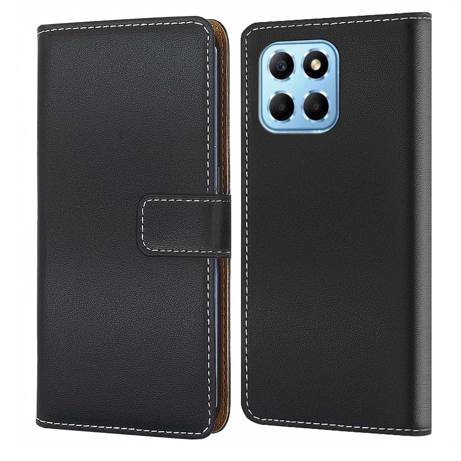 Numerva Handyhülle Bookstyle Etui Handytasche für Honor X8, Schutzhülle Klapphülle Flip Cover Schwarz