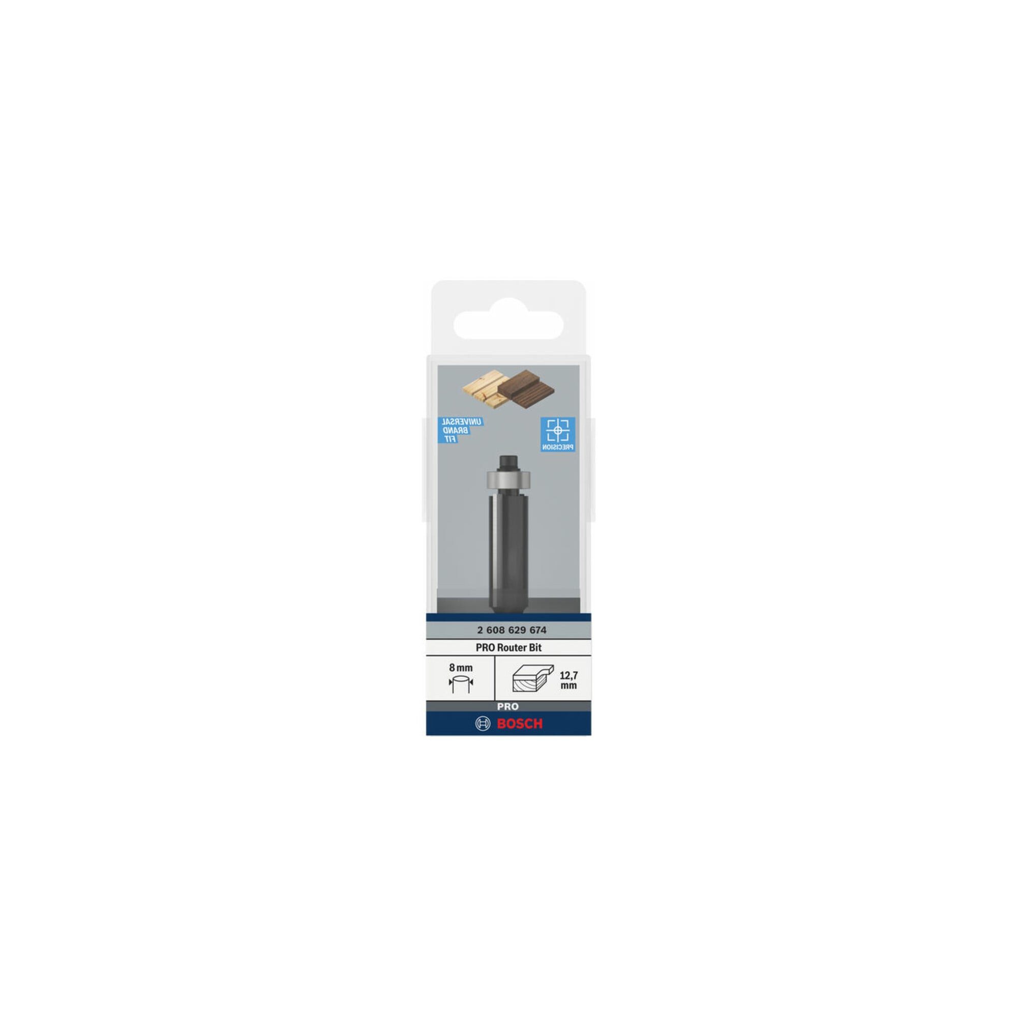 Bosch Professional Bündigfräser Bosch PRO Bündigfräser mit untenliegendem Führungskugellager, Ø12,7 xL