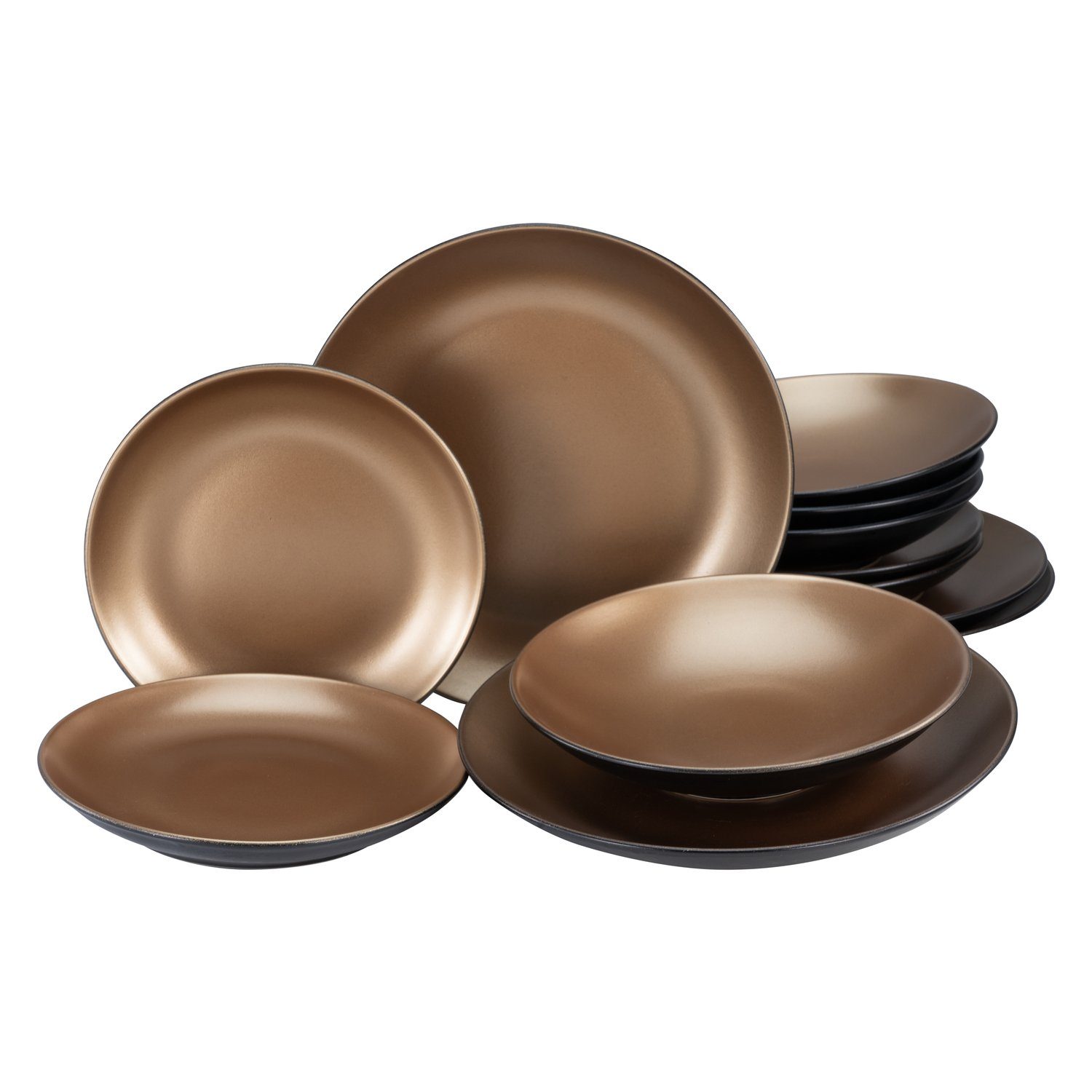 CreaTable Tafelservice CreaTable, 23600, Serie GLAMOUR - Gold, Geschirrset, Teller Set 12 tei (12-tlg), 6 Personen, Steinzeug