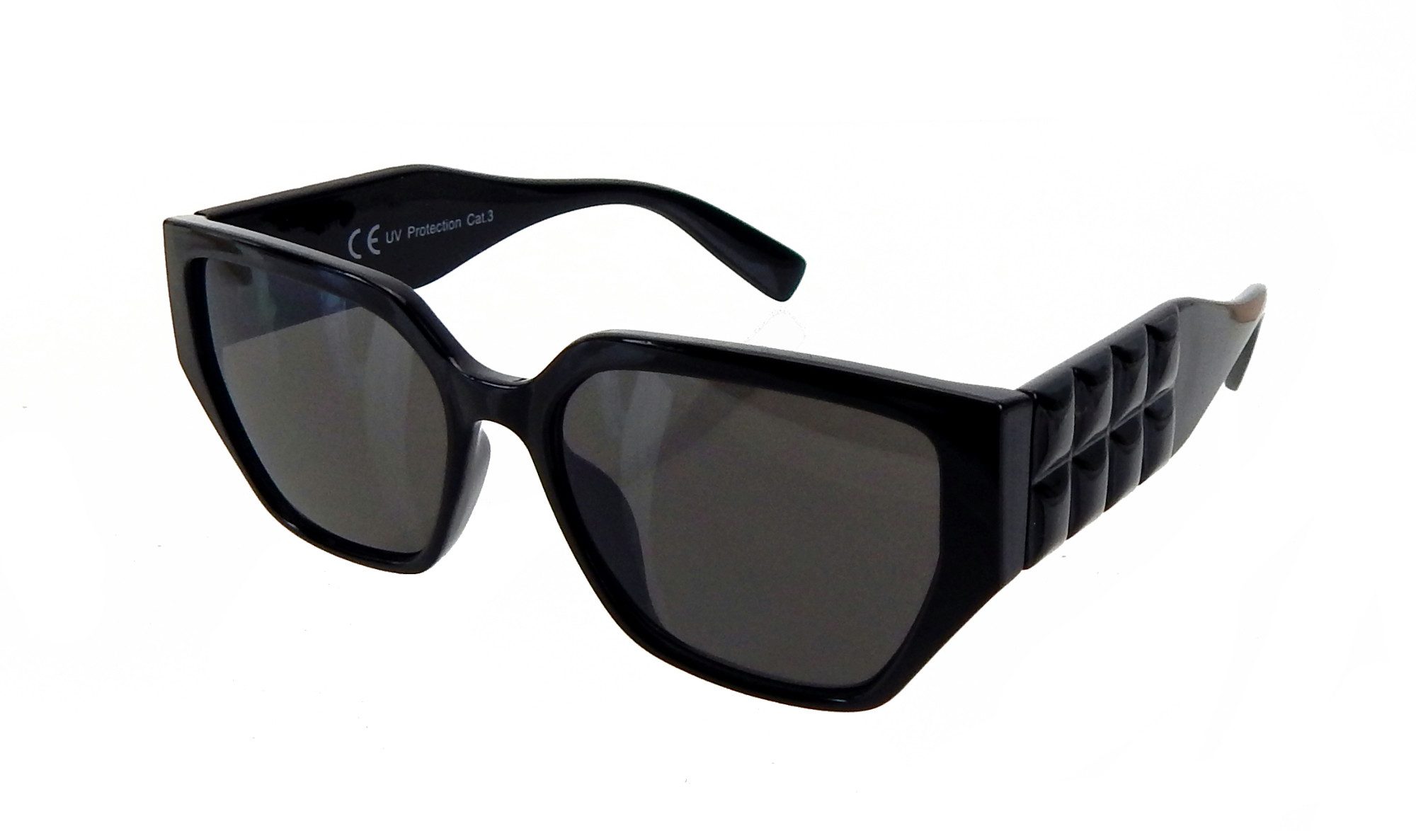 Ella Jonte Sonnenbrille schwarz mit breiten Bügeln, UV400-Schutz & Stoffetui