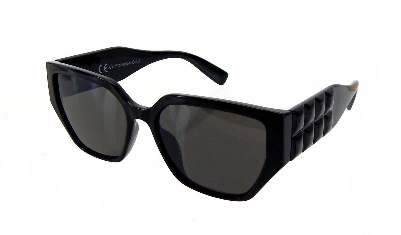 Ella Jonte Sonnenbrille schwarz mit breiten Bügeln, UV400-Schutz & Stoffetui