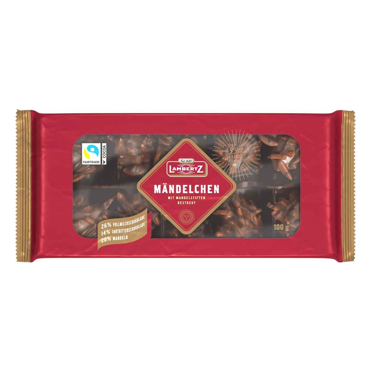 Lambertz Süßigkeit, Lambertz Mandellebkuchen Mändelchen mit Zartbitter und Vollmilch 100g