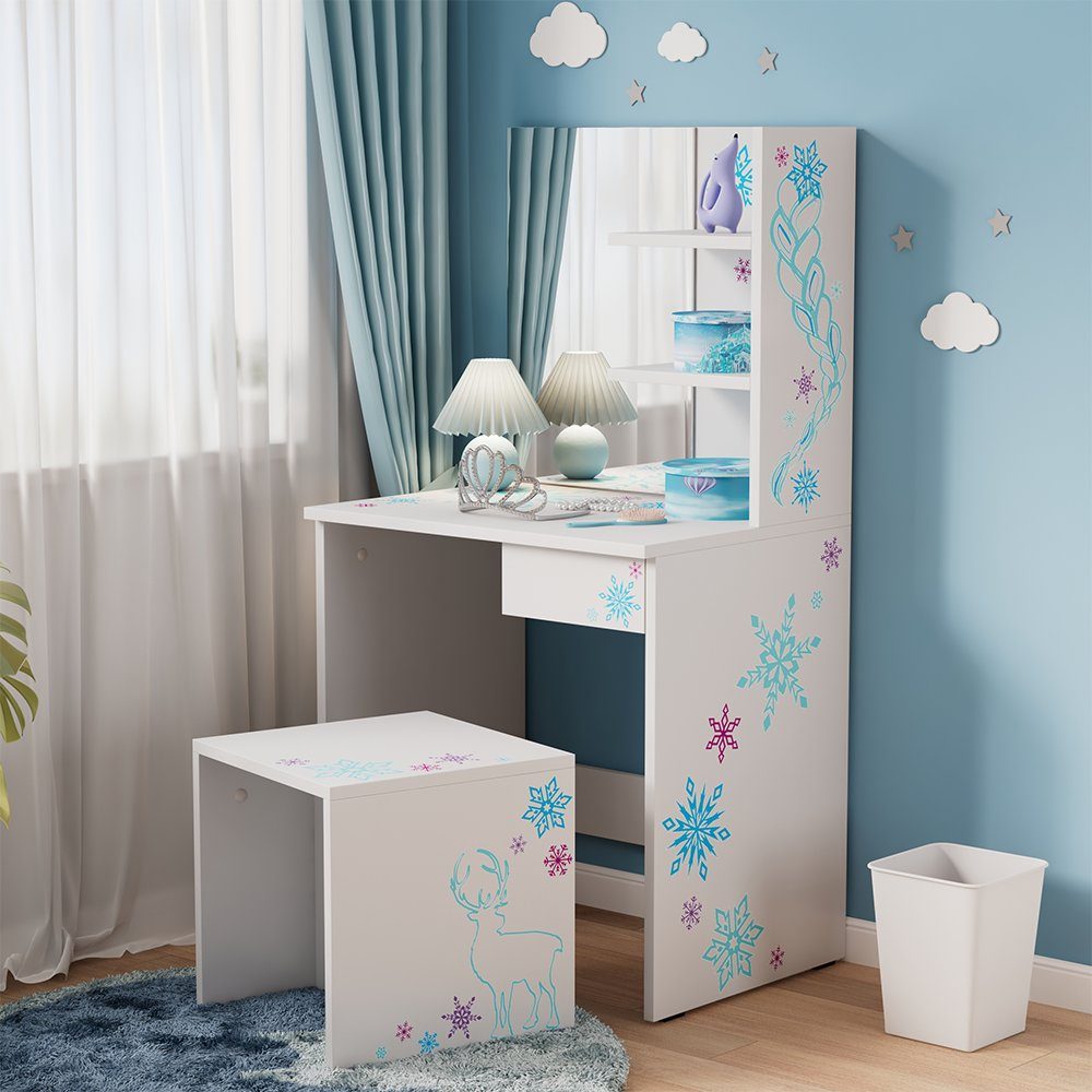 Vicco Schminktisch Schneeflocke, Weiß, 55 cm mit Hocker günstig online kaufen