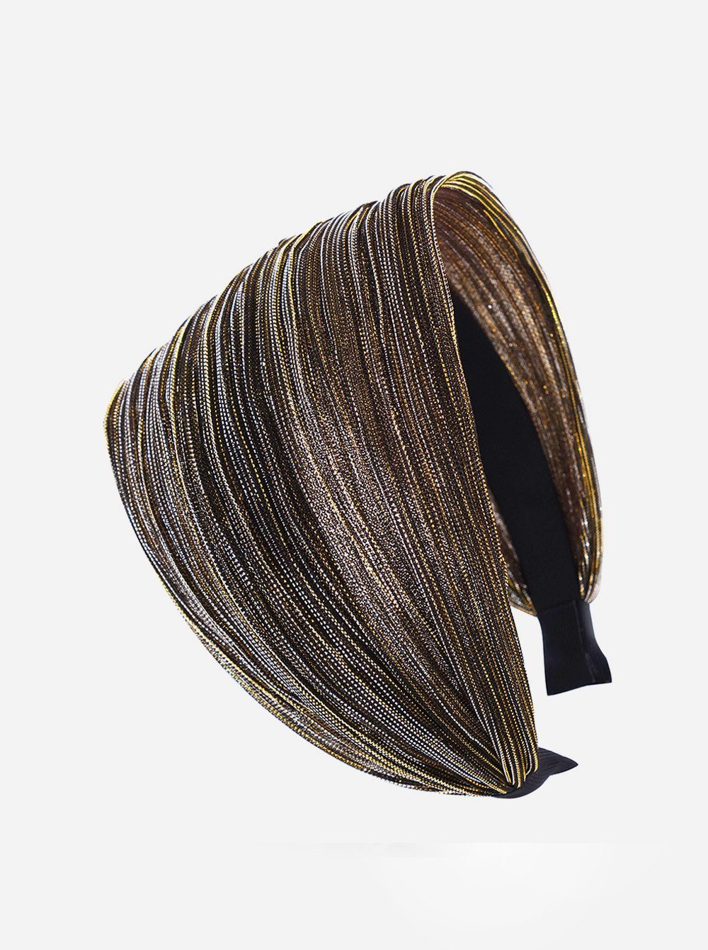 axy Haarreif Breiter Haarreif mit auffallenden Glitzerfäden in Tuchoptik, Damen Breiter Haarreif mit Glitzerfäden Haarband Haarreifen Gold