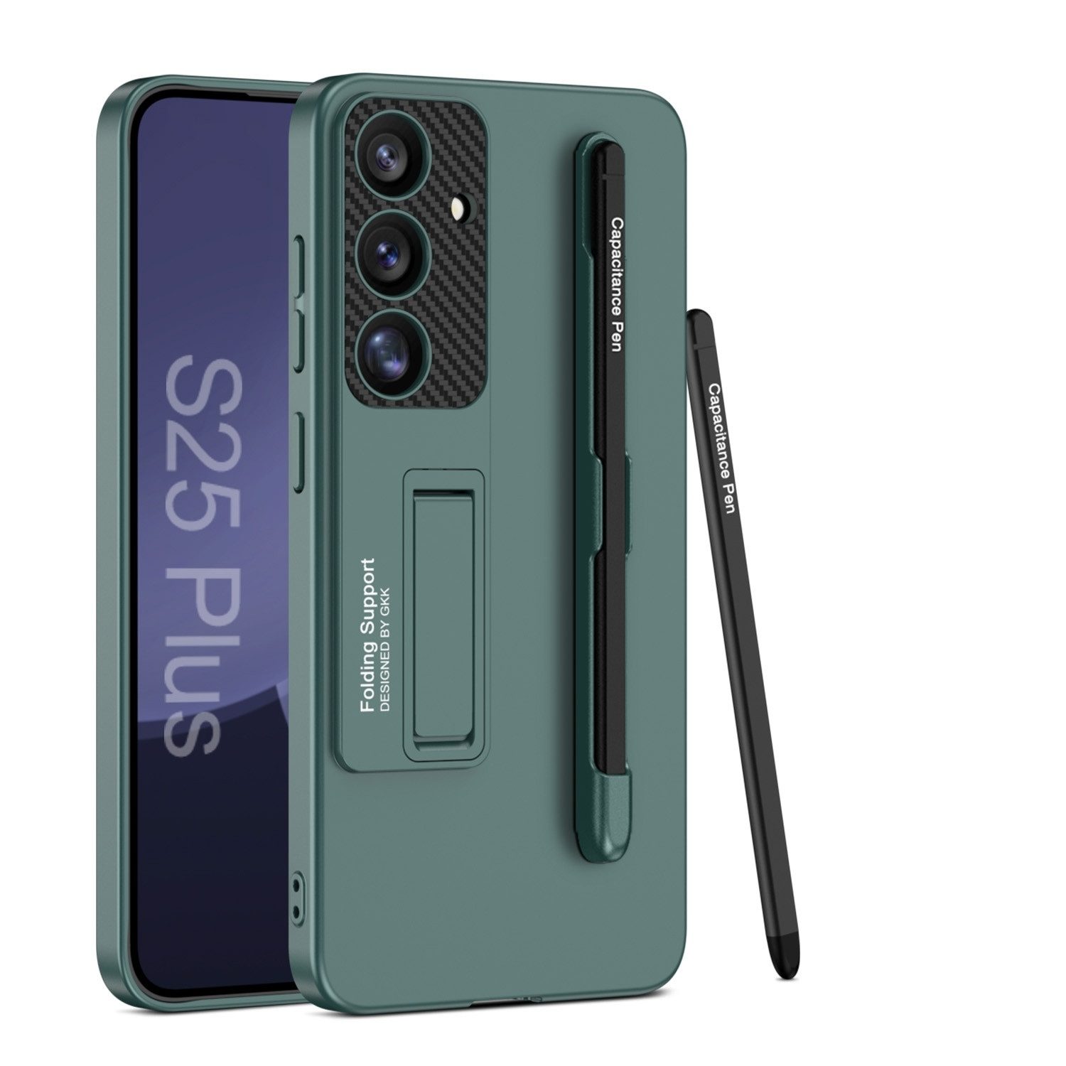 Handyhülle Für Samsung Galaxy S25 Plus GKK Hülle Stifthalterung + Stift Case Grün