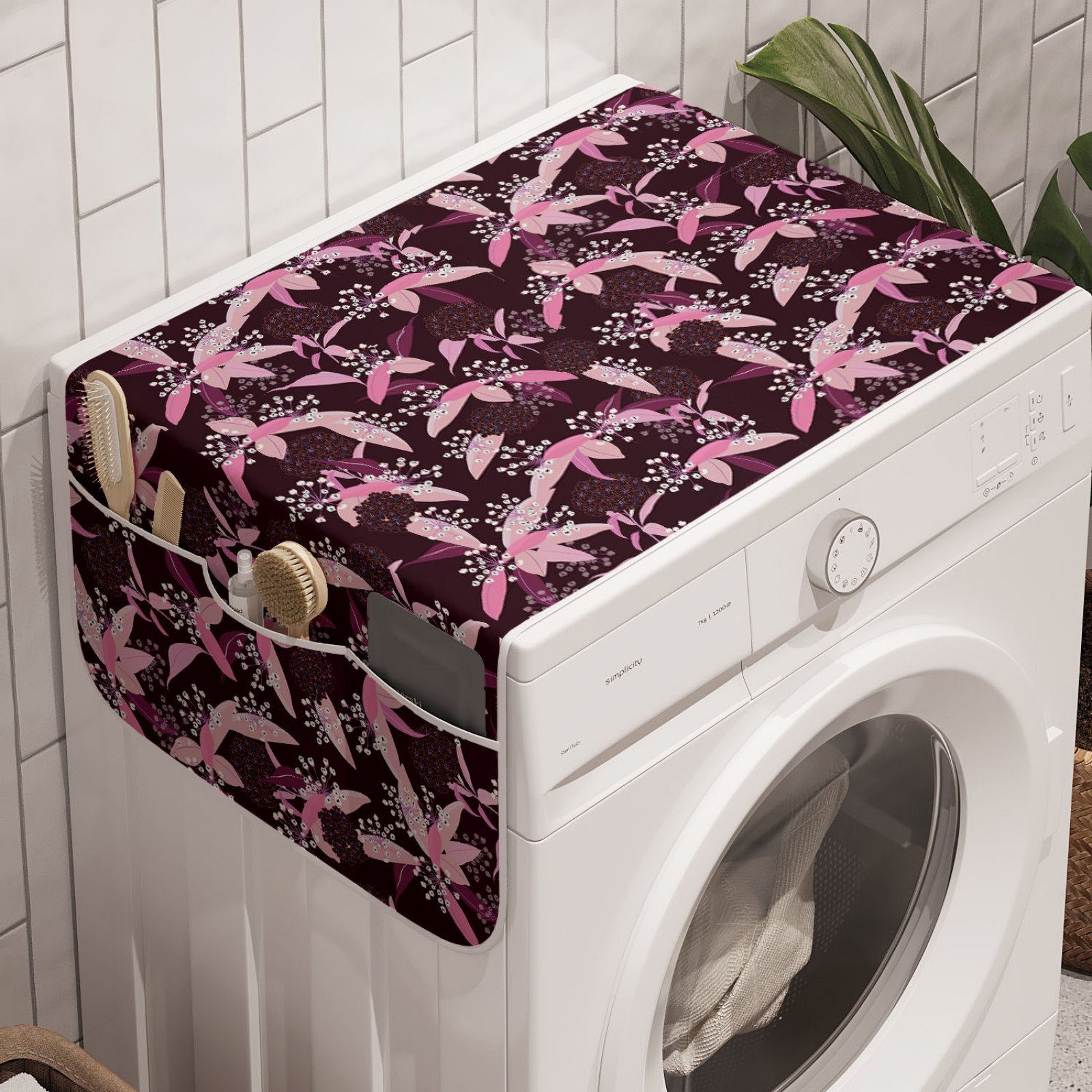 Abakuhaus Badorganizer Anti-Rutsch-Stoffabdeckung für Waschmaschine und Trockner, Blumen Blühende Blumen Hydenyear
