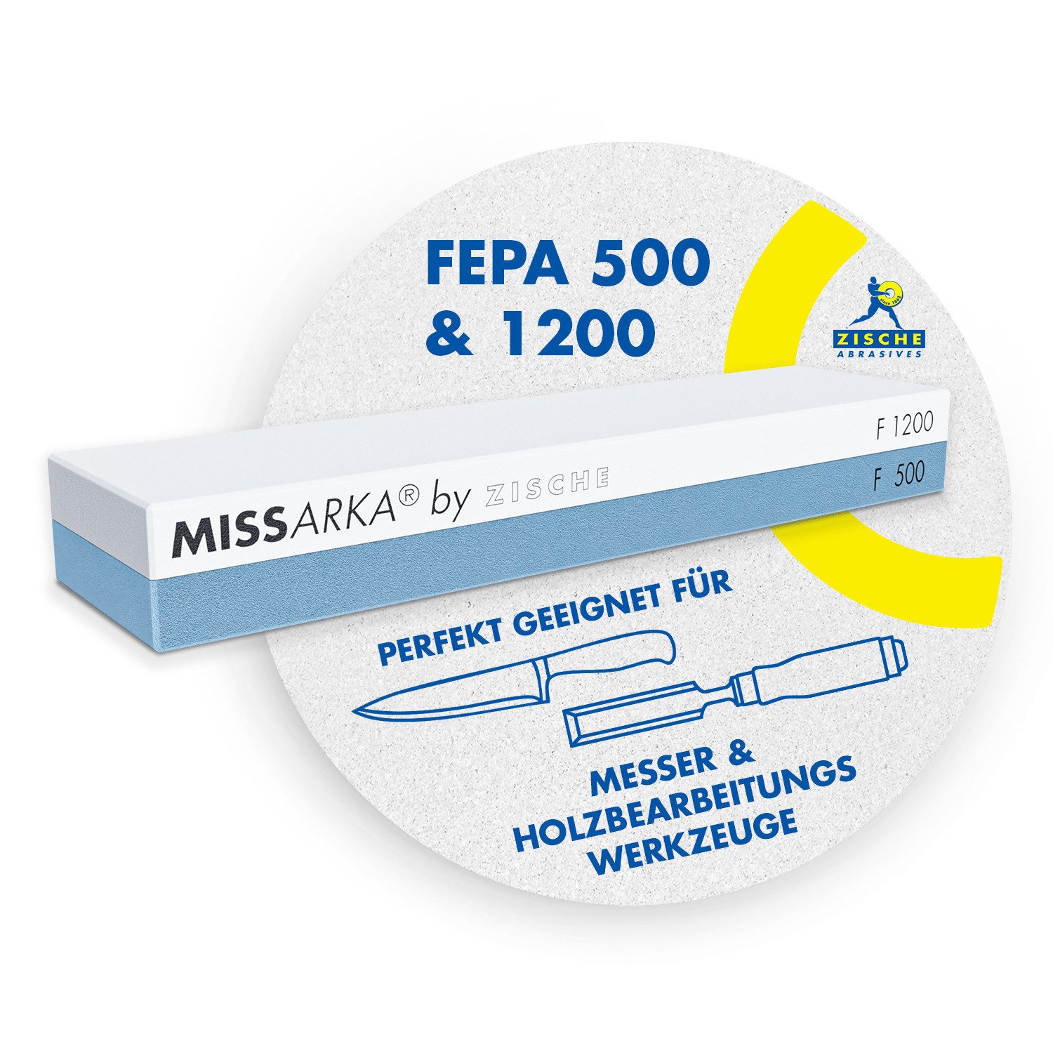 Schleifstein Missarka Blue - Messerschleifer - 2 Körnungen FEPA 500/1200