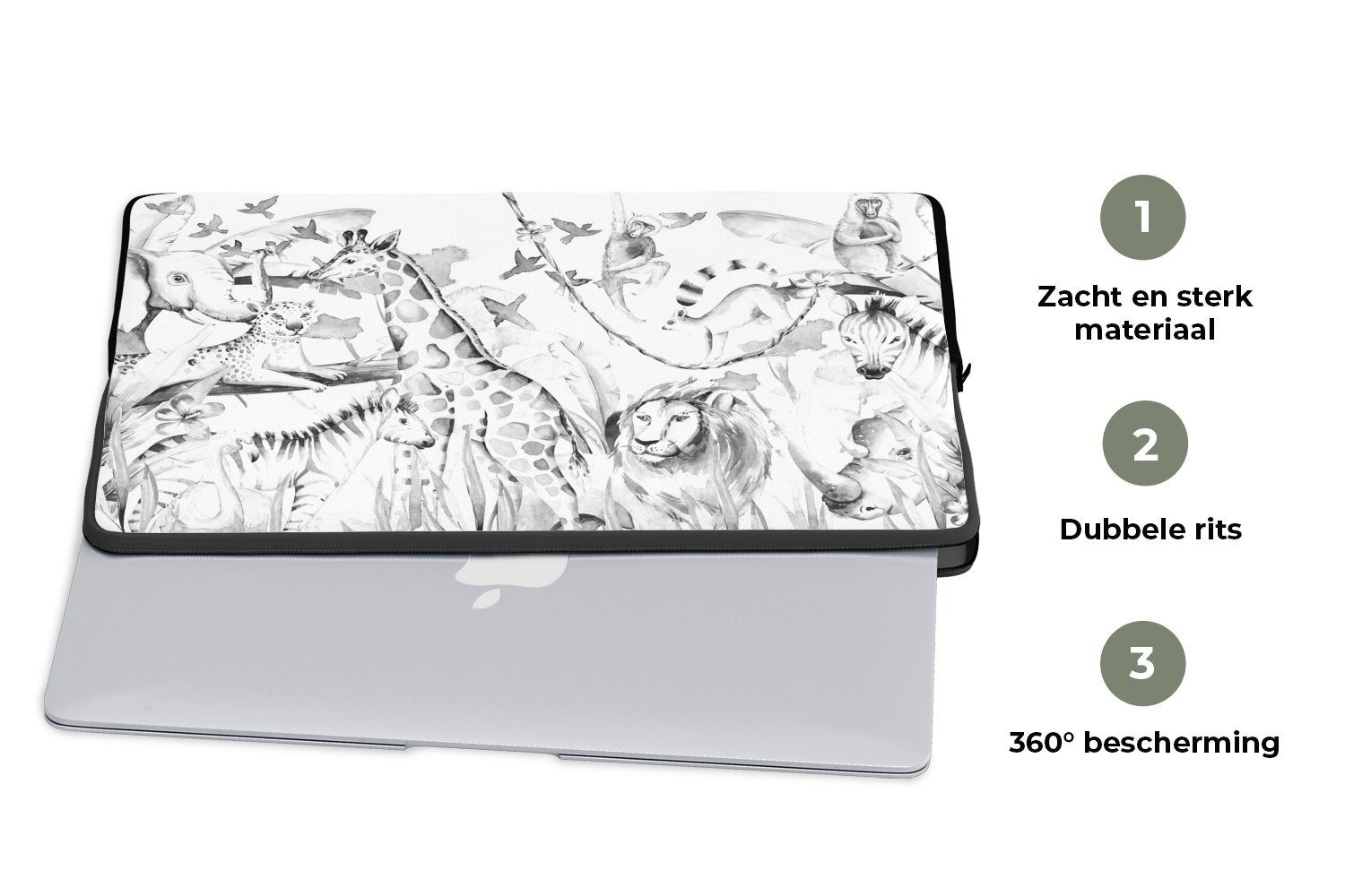MuchoWow Laptop-Hülle Aquarelle - Tiere - Pflanzen - Pastell - Jungen - Mädchen - Kinder - K 13.3 Zoll, Laptopsleeve, weiches Innenfutter zum Schutz Kratzern, Laptoptasche