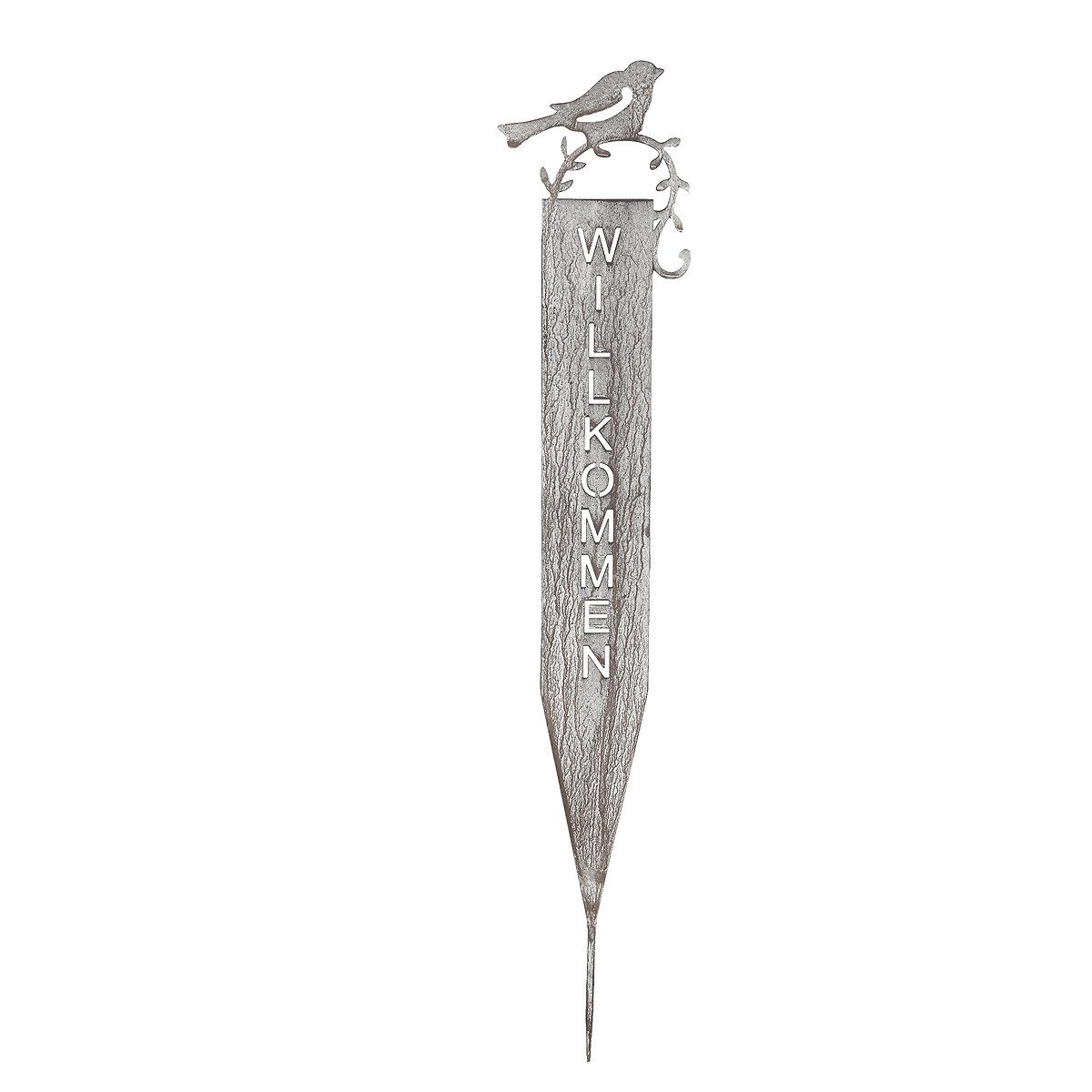 Ambiente Haus Gartenstecker Willkommen (H) 70cm (1-St) mit Vogel und Schriftzug für Außenbereich