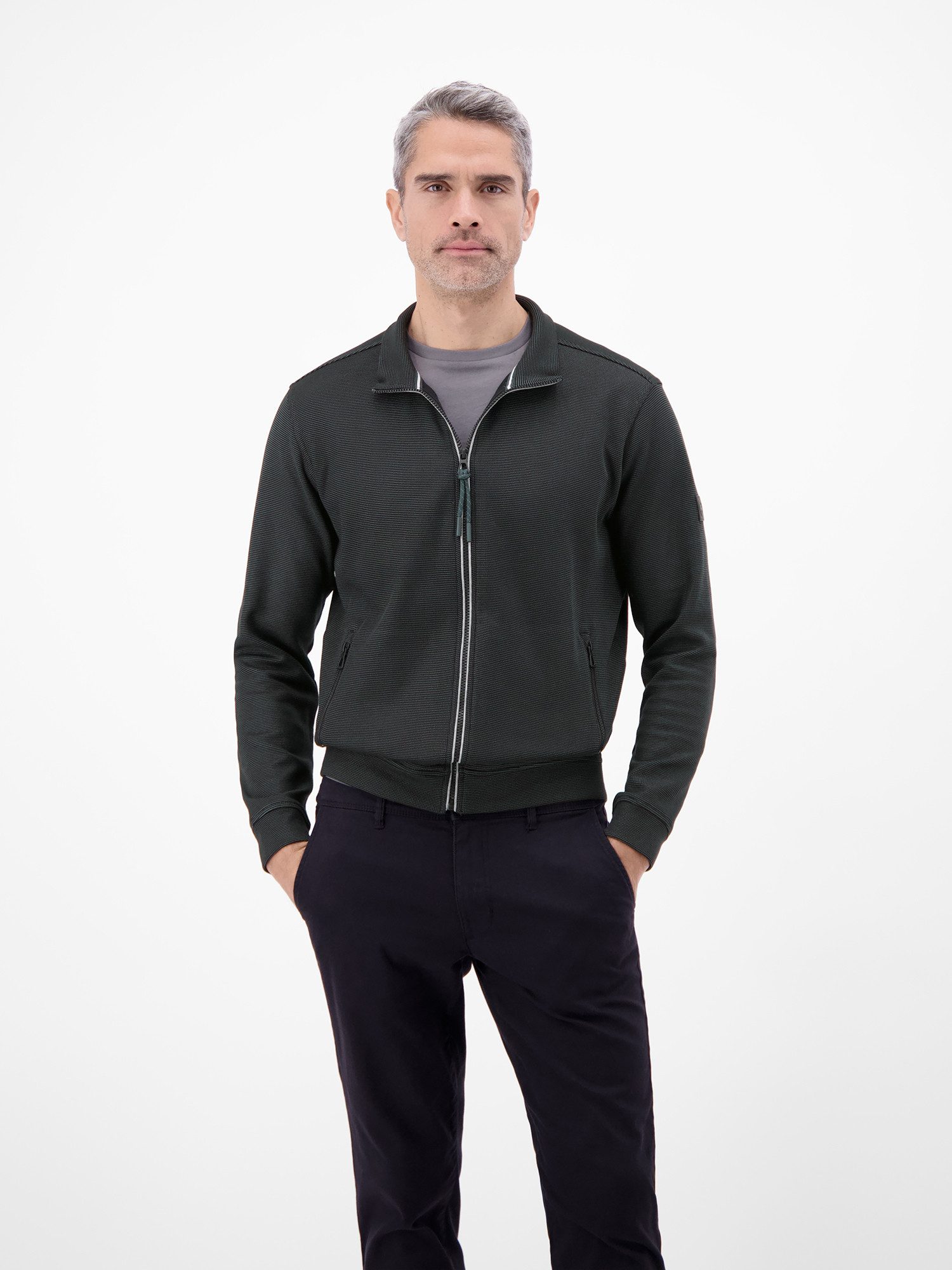 LERROS Sweatjacke Sweatjacke aus Baumwollmischgewebe Jacke im Baumwollmix mit Reißverschluss, Stehkragen und Seitentaschen