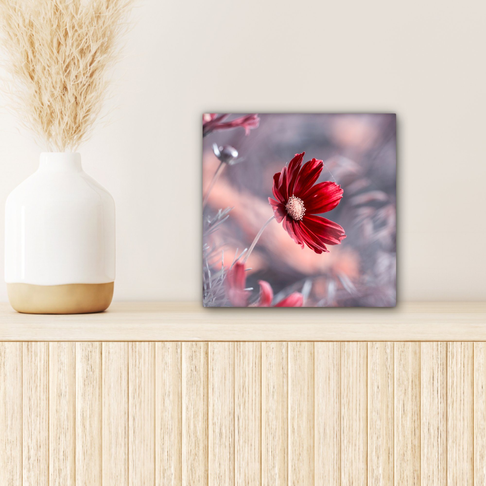 OneMillionCanvasses® Leinwandbild Blumen Leinwand Schlafzimmer Natur - Rot - St), - Wohnzimmer für Pflanzen, Bilder (1
