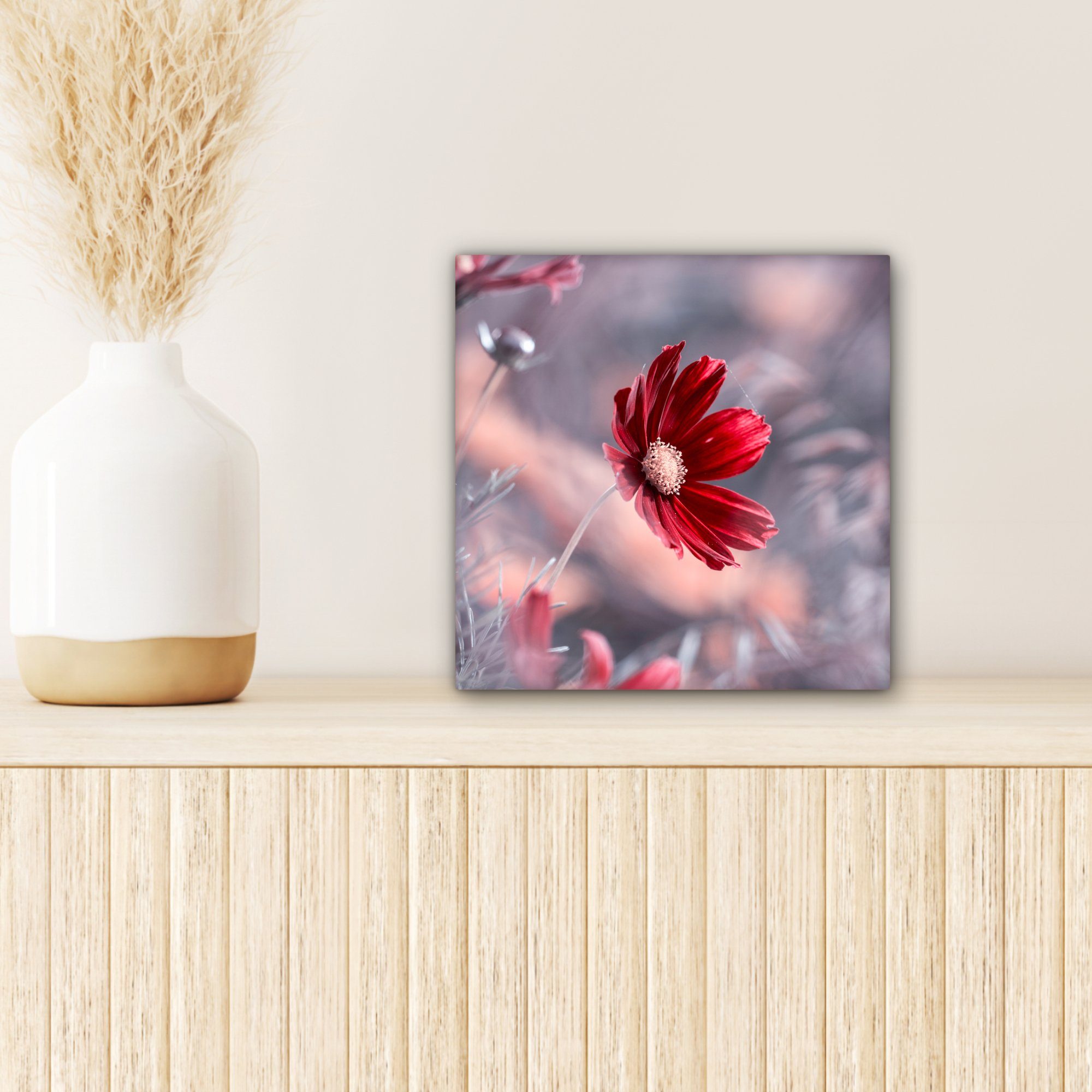 - - Blumen für Schlafzimmer Leinwandbild Leinwand - Bilder Pflanzen, St), (1 Rot Wohnzimmer OneMillionCanvasses® Natur