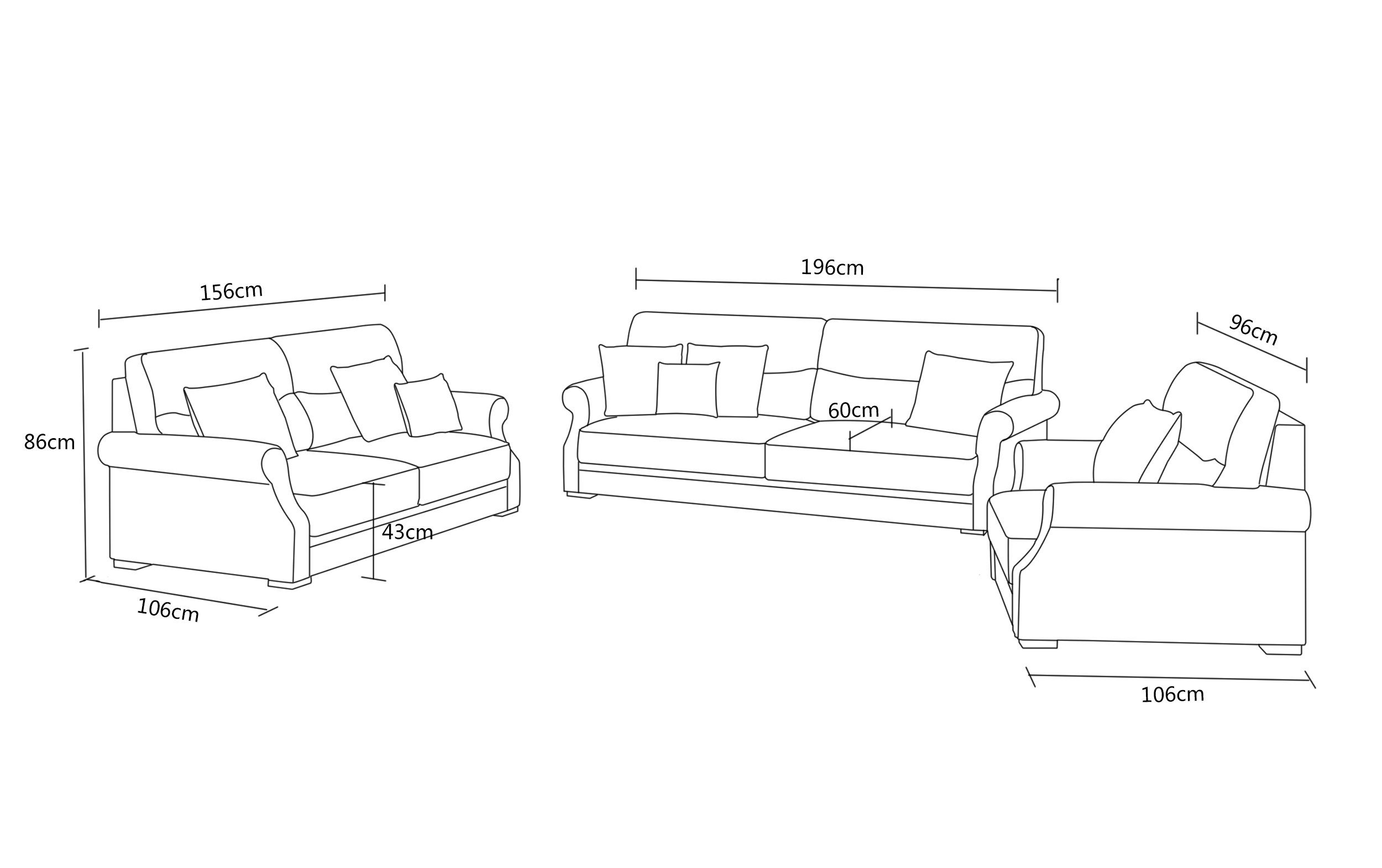 Couchen, JVmoebel in Sofagarnitur Europe Design Schwarz Made Polster Set Sofa 3+2+1 Sofa Sitzer