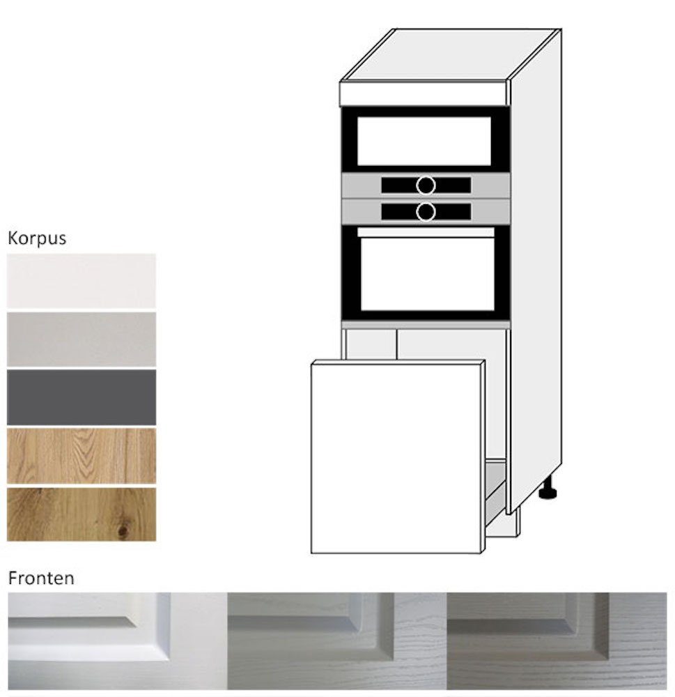 & & 1 Schublade grey (Vollauszug) wählbar Front- Feldmann-Wohnen Fächer Elbing stone (Elbing) Backofenumbauschrank 2 60cm Korpusfarbe