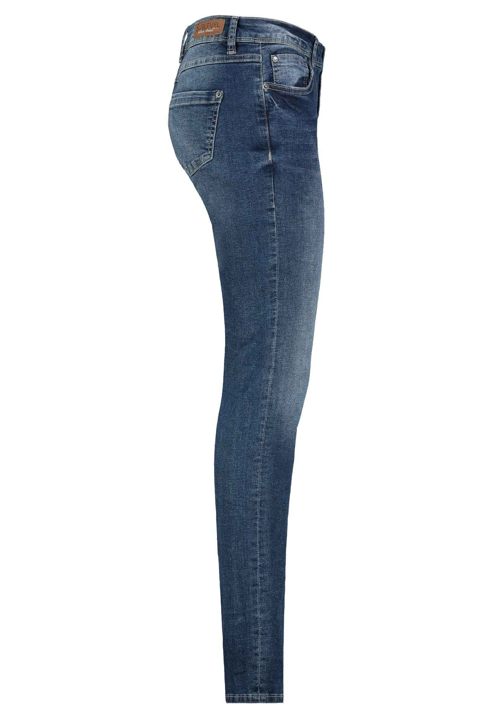Jeans Blue Middle Damen Sublevel SUBLEVEL Hose Slim Slim-fit-Jeans Jeanshose Denim Stretch Röhre Fit Hose