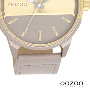 OOZOO Quarzuhr Oozoo Herren Armbanduhr Timepieces Analog, (Analoguhr), Herrenuhr rund, extra groß (ca. 48mm) Lederarmband, Fashion-Style