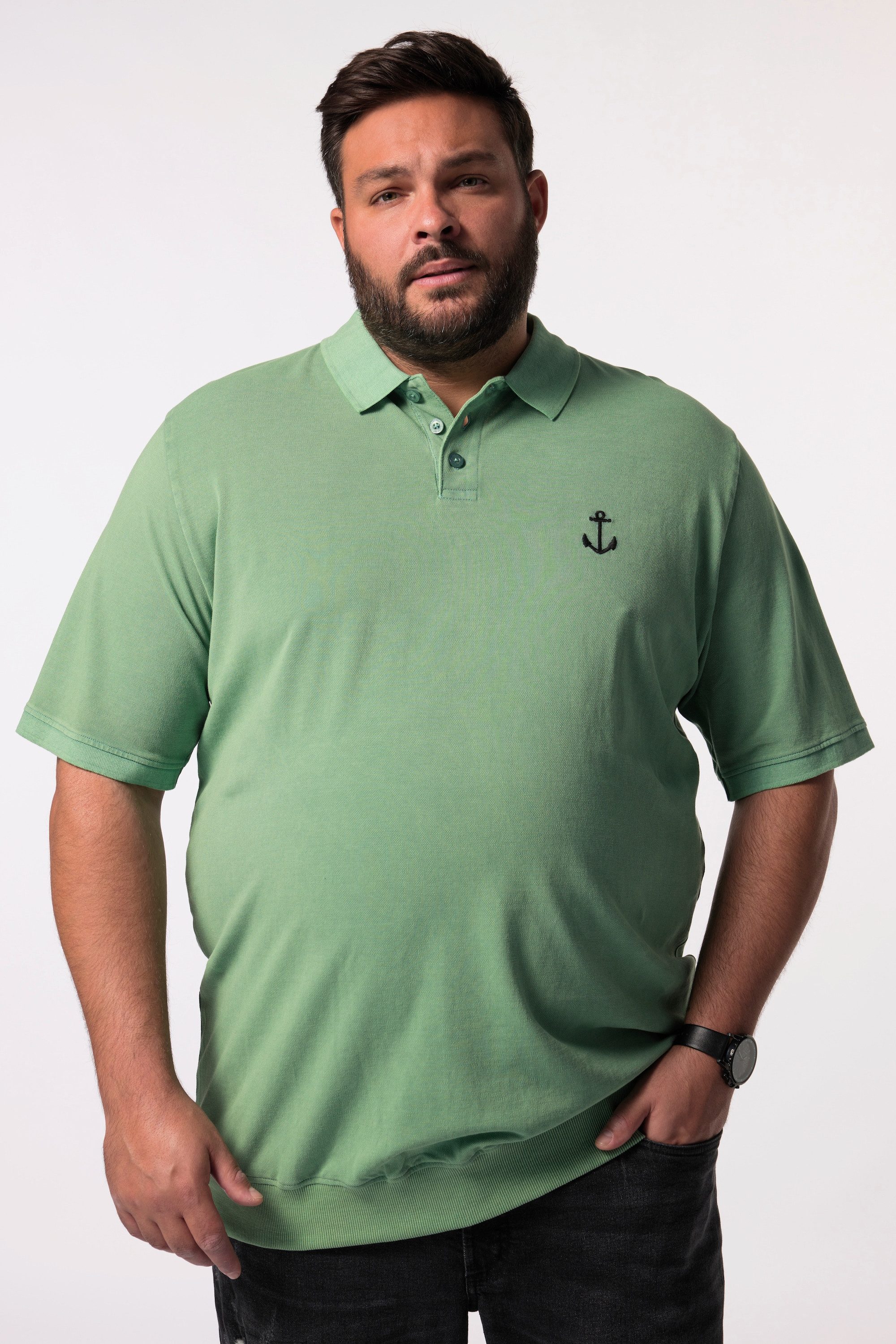 Poloshirt Poloshirt Bauchfit Halbarm Vintage Look