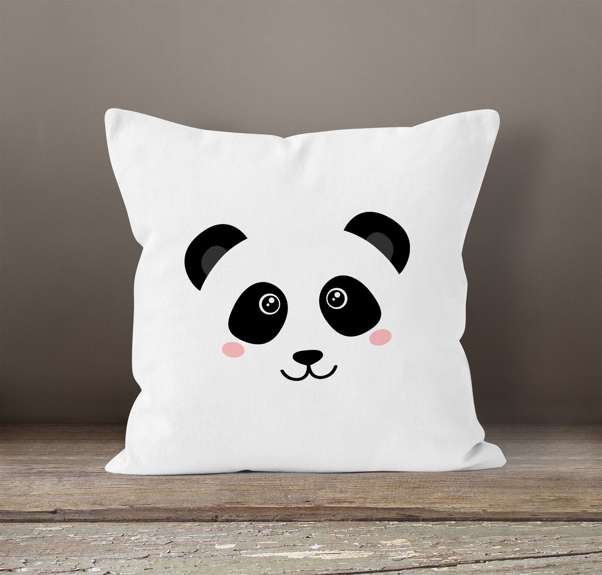 Panda Pandabär MoonWorks Tiergesichter MoonWorks® Dekokissen Gesicht Deko-Kissen Baumwolle Kissen-Bezug Kissen-Hülle