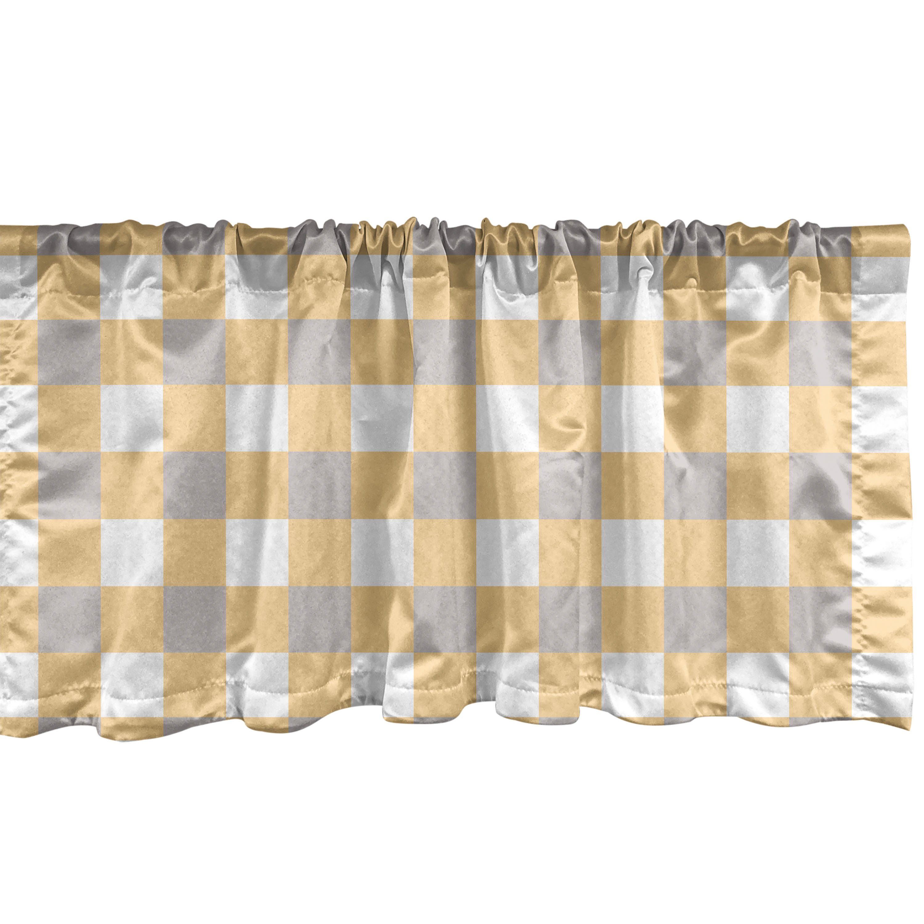 Scheibengardine Vorhang Volant für Küche Schlafzimmer Dekor mit Stangentasche, Abakuhaus, Microfaser, Geometrisch Checkered Shabby Alt