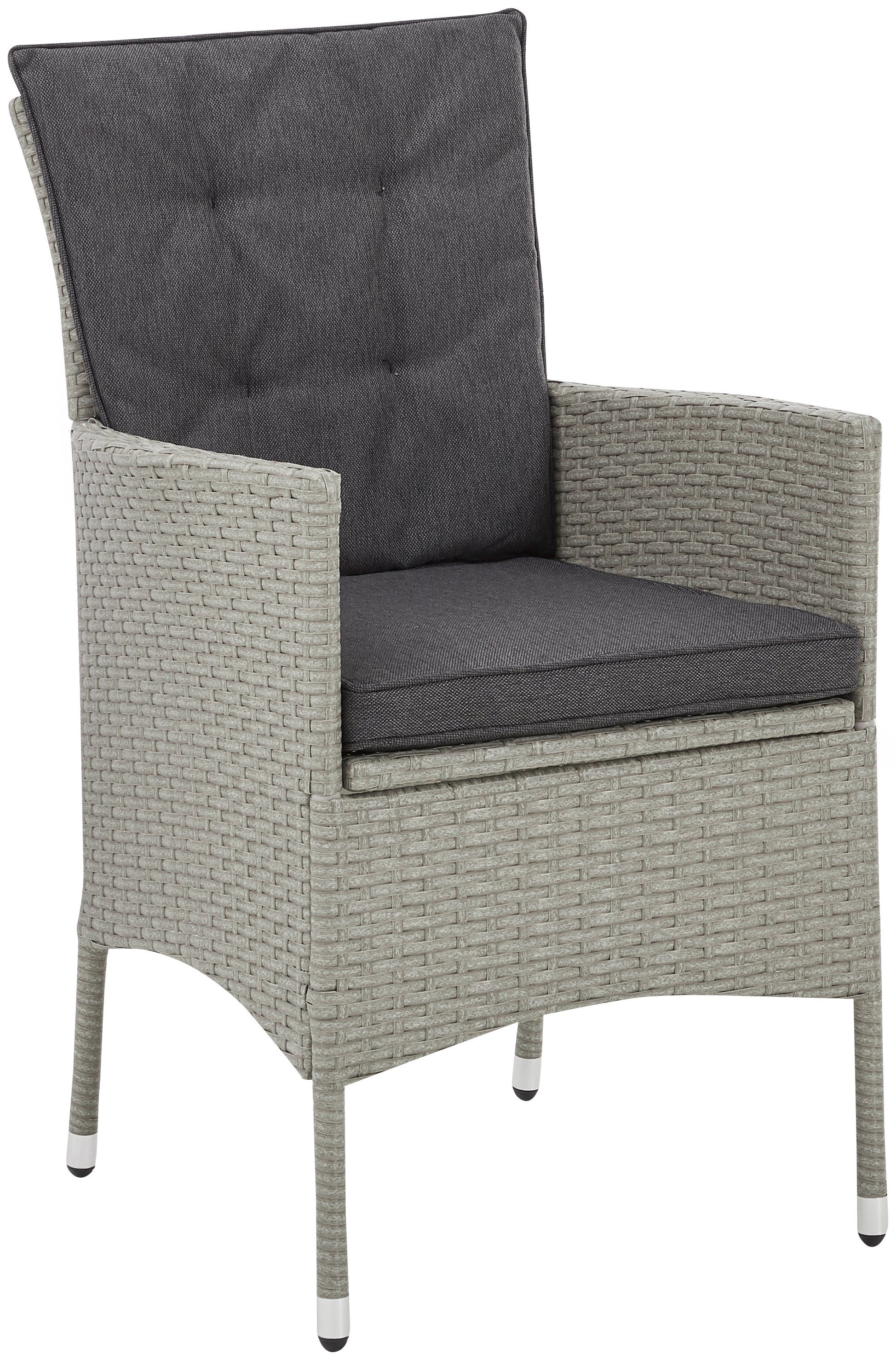 Sessel, KONIFERA cm, Balkonset grau 50 | Tisch Polyrattan (7-tlg), grau Ø 2 Mailand,