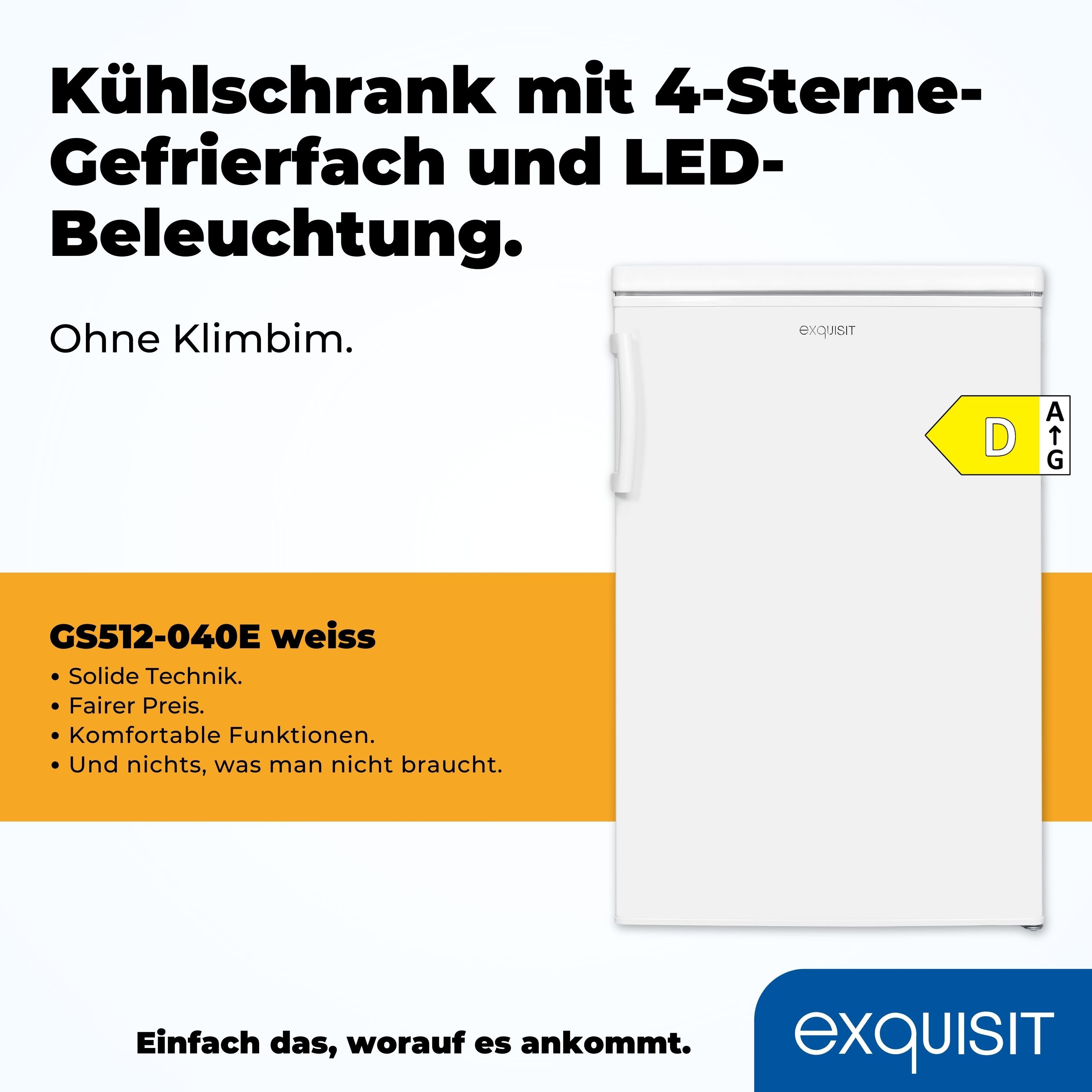 exquisit Kühlschrank KS16-4-HE-040D weiss, 85 cm hoch, 55 cm breit, 109 Liter Nutzinhalt, stufenlose Temperaturregelung, 4 Sterne – Bild 4 von 5