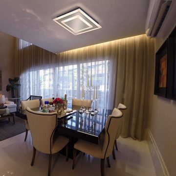 ZMH LED Deckenleuchte Wohnzimmer Deckenbeleuchtung Dimmbar 41W Quadratisch, LED fest integriert, Warmweiß
