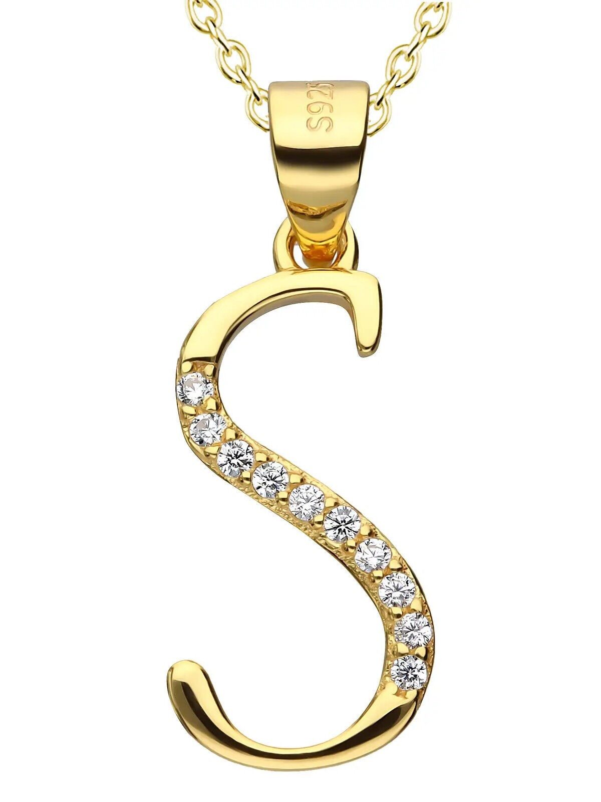 Kette mit Anhänger Buchstabe S goldene Kette Buchstabenkette 925 Silber