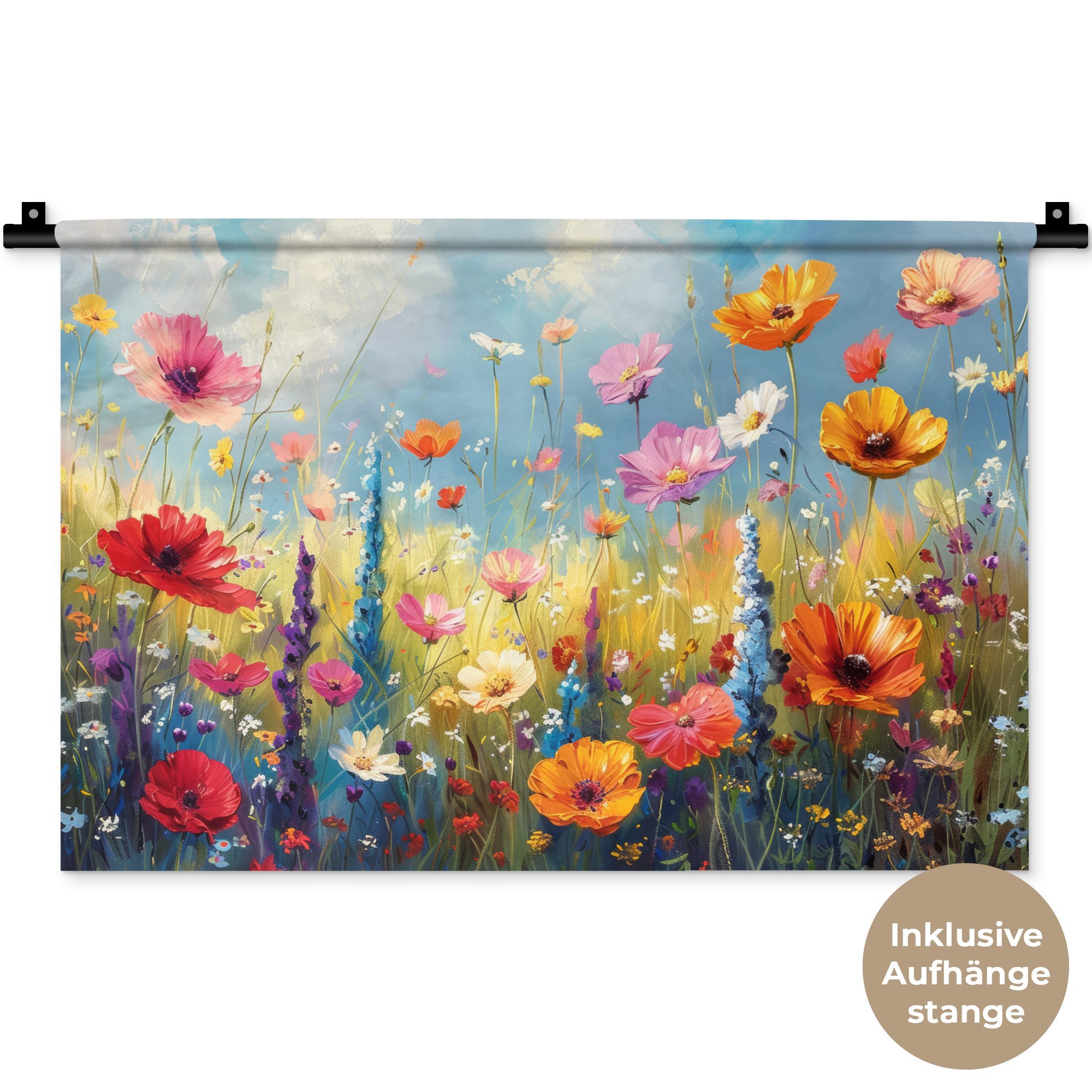 MuchoWow Wandteppich Blumen - Natur - Botanik - Kunst, Rechteckig, Höhe: 3 mm, Wandteppich für Wohnzimmer, Schlafzimmer, 60x40 cm