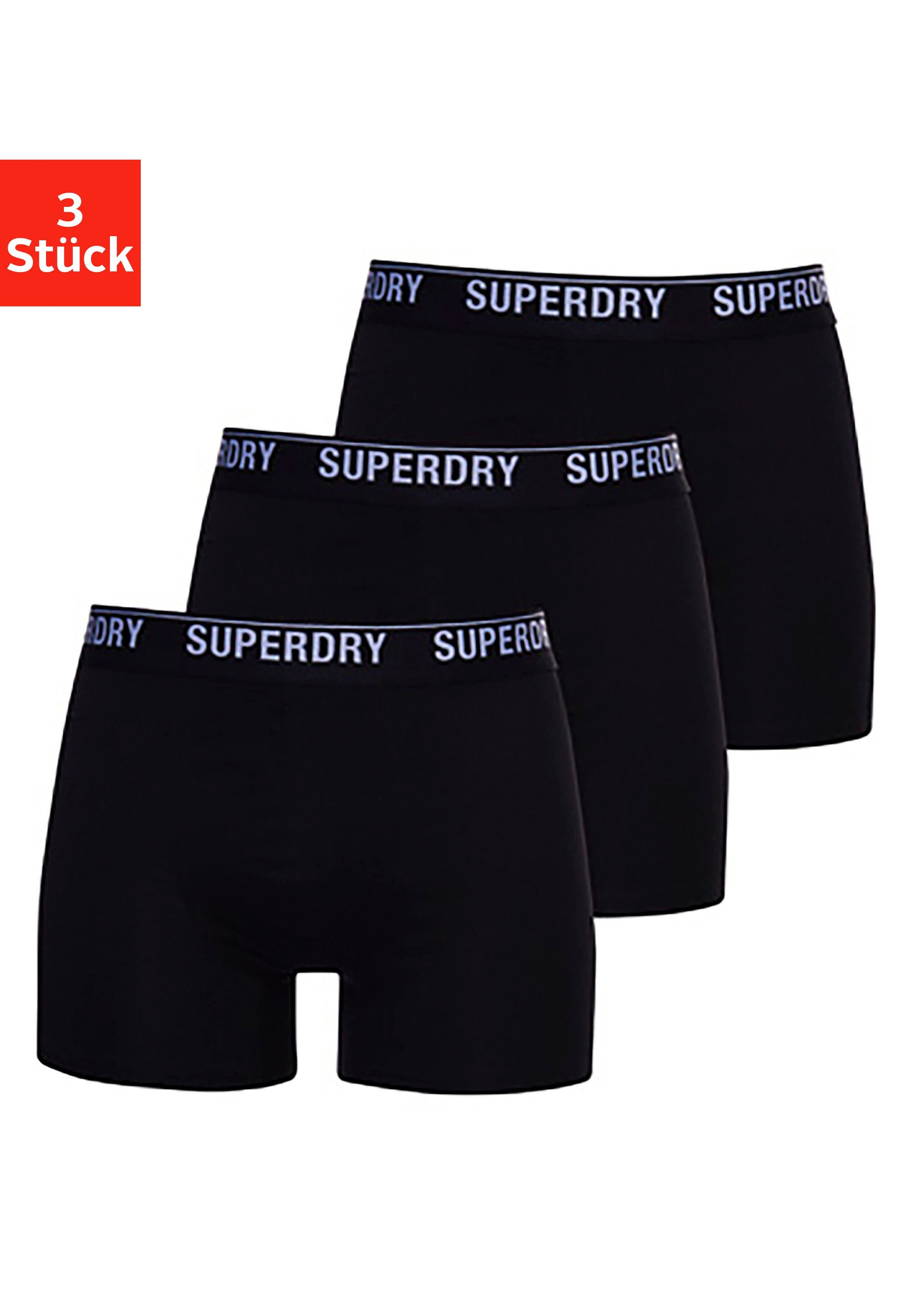 Superdry Langer Boxer SD lg Boxer web wb 3x (3-St., 3er-Pack) mit Logo Webbund