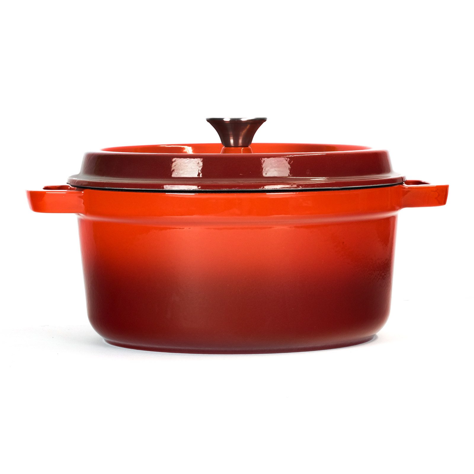 BIG-PAN Kochtopf Emaillierter Gusseisen Topf mit Deckel Ø26 cm 5L Bräter Dutch Oven, Gusseisen (Induktionsgeeignet Backofenfest, Kasserolle Brotbacktopf Cocotte)