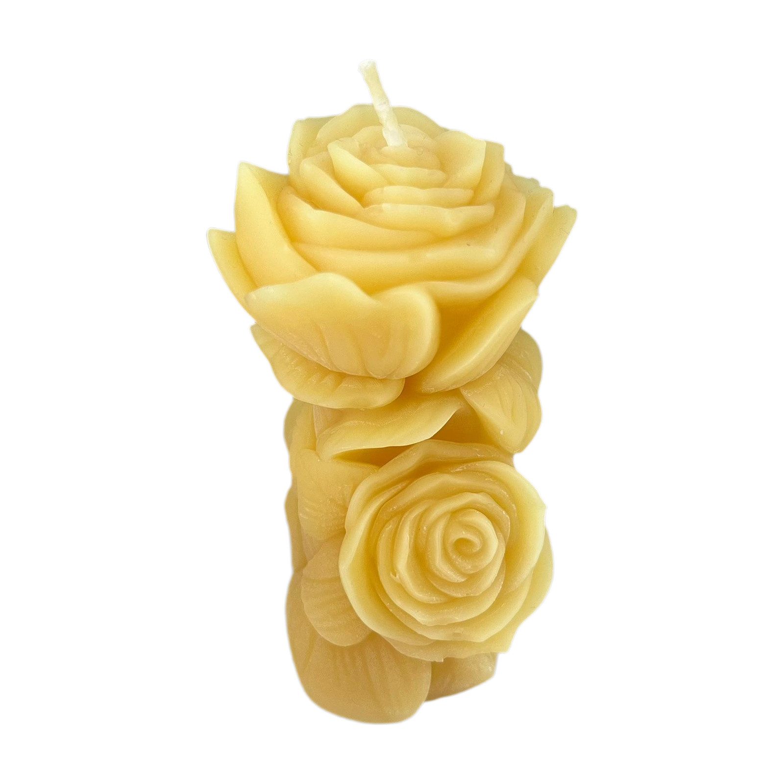 Aspinaworld Bienenwachskerze Rosenkerze Busch 9 cm natur – drei Blüten gestuft (1-tlg)