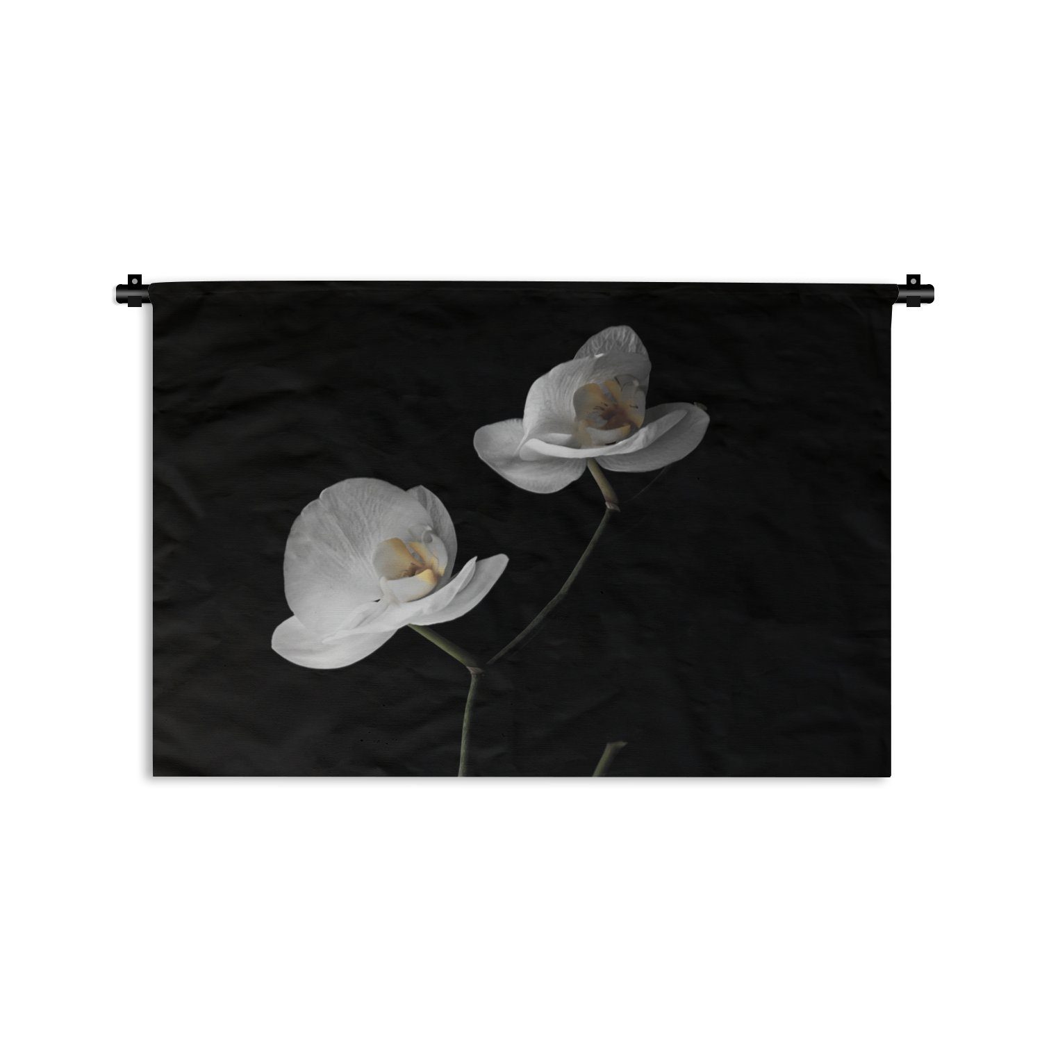 MuchoWow Wanddekoobjekt Orchidee - Blumen - Schwarz - Weiß - Stilleben, Wanddeko für Wohnzimmer, Schlafzimmer, Kleid, Wandbehang, Kinderzimmer