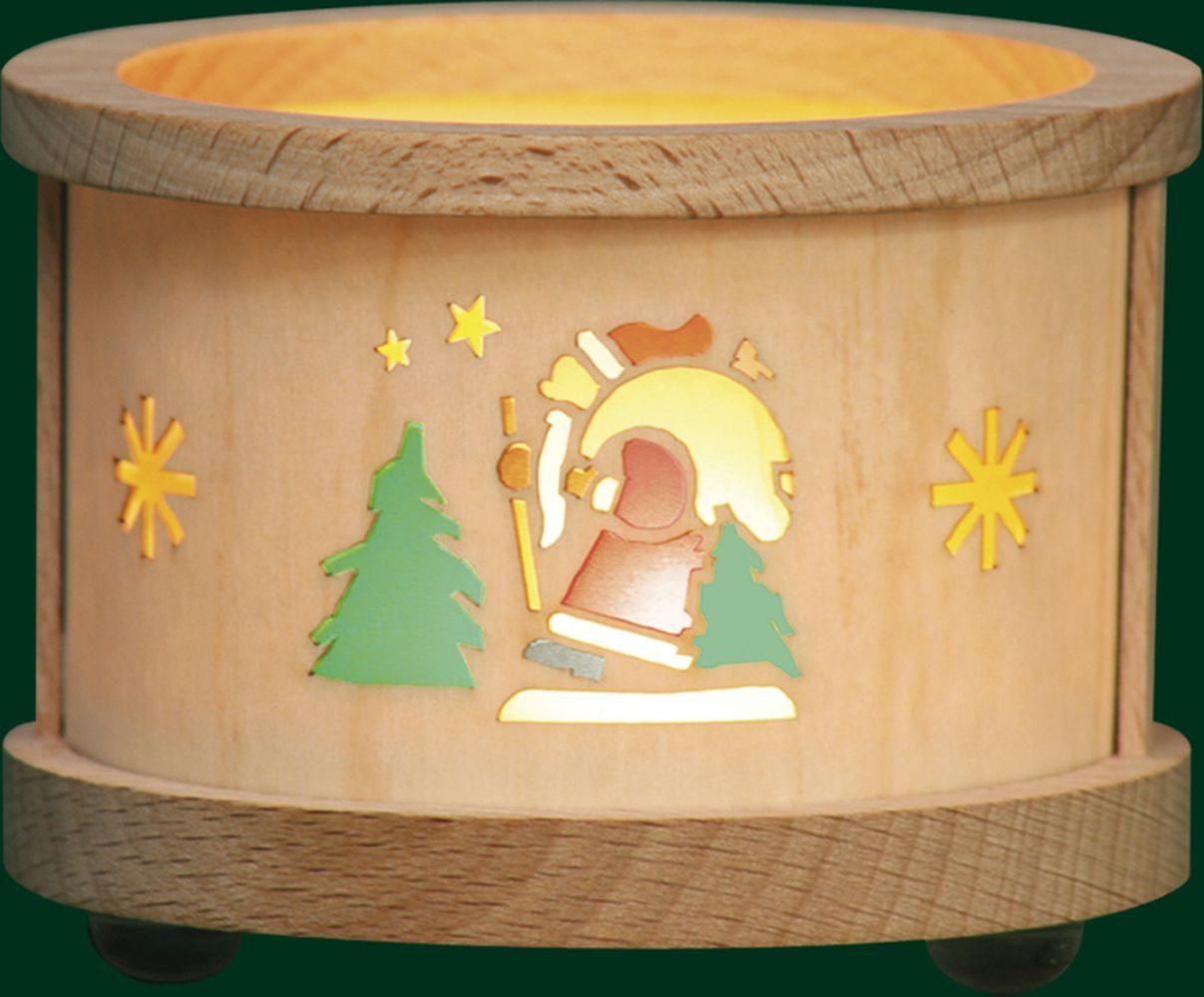 Erzgebirgische Volkskunst Richard Glässer GmbH Kerzenlaterne Teelichtlaterne Weihnachtsmann mit Geschenkesack Höhe= 5,5cm NEU