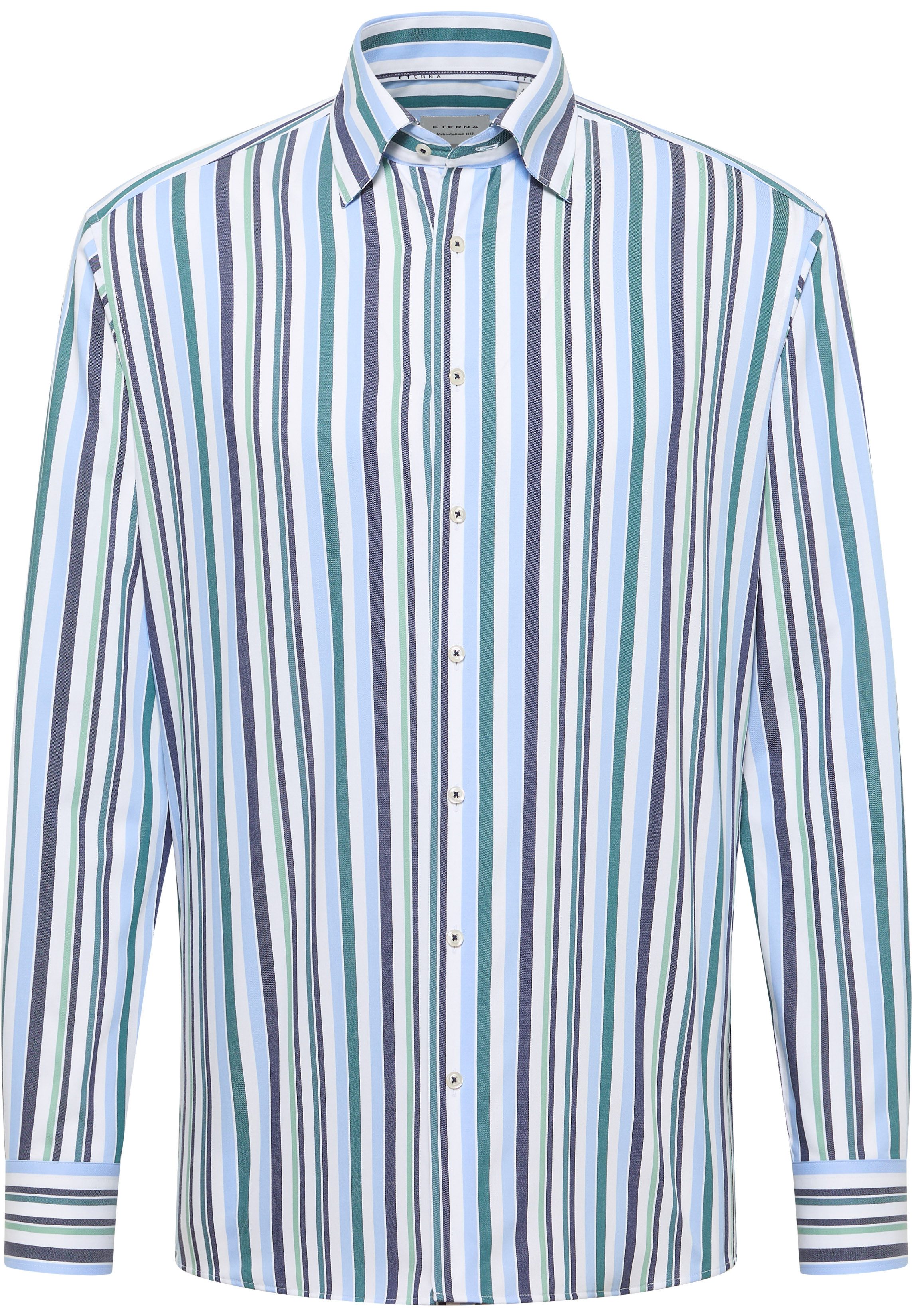 Eterna Businesshemd ETERNA MODERN FIT Langarm Hemd twill grün gestreift 1245-46-X11U