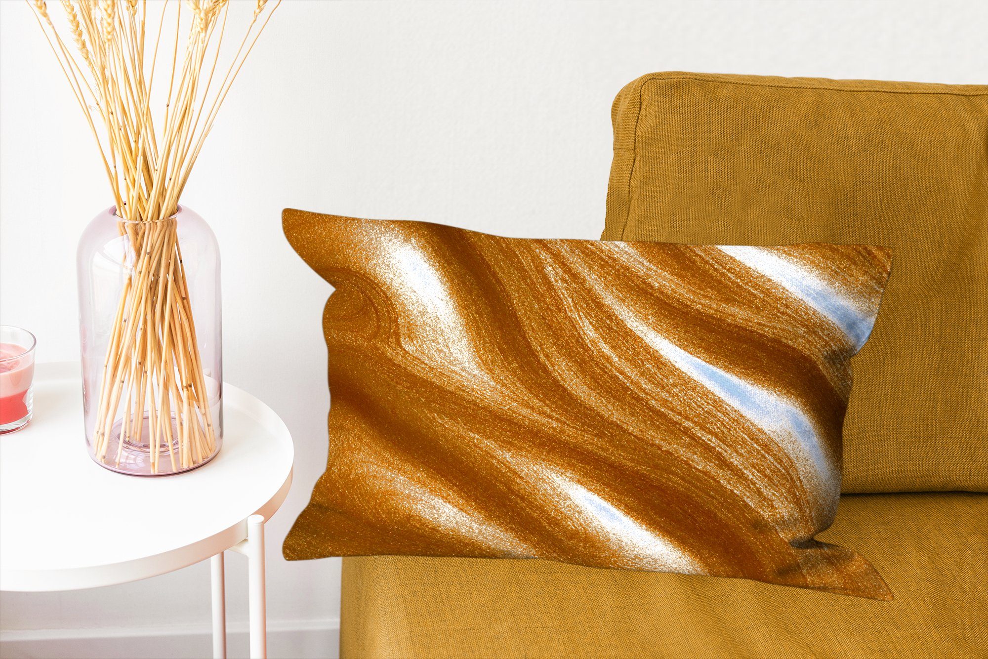 Goldene mit Dekoration, Dekokissen MuchoWow Wohzimmer Dekokissen Farbe, Füllung, Zierkissen, Schlafzimmer