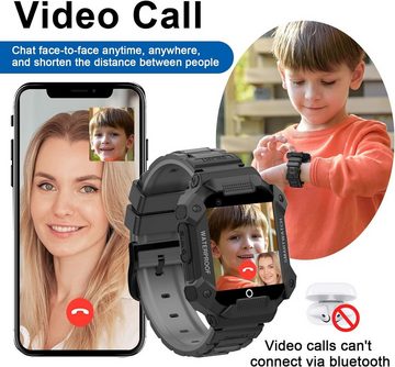 PTHTECHUS Kinder's GPS und Anrufen, Videoanruf, Familienchat Smartwatch (4G), SOS, Musik, Kamera, Geschenke für Kinder