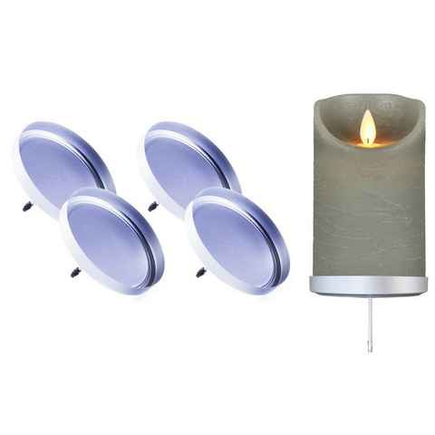 JACK LED-Kerze 4x Kerzenhalter Kerzenständer für LED Kerzen Halter Adventskranz Ø 8cm (4-tlg), vier Stück, Kerzenteller, Kerzenpin, Kerzenteller zum Stecken