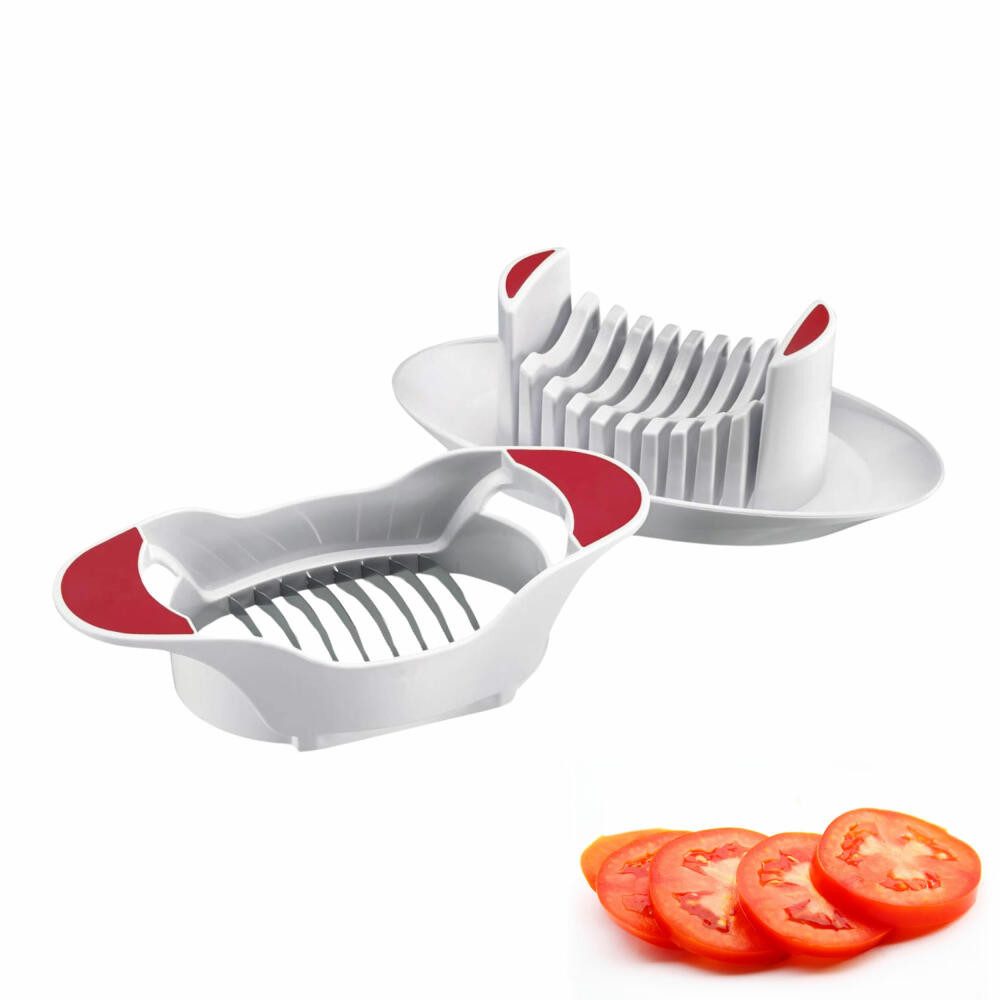WESTMARK Eierschneider / Tomaten- und Mozzarellaschneider mit Schneidteller und gezahnten, rostfrei, spülmaschinengeeignet, BPA-frei