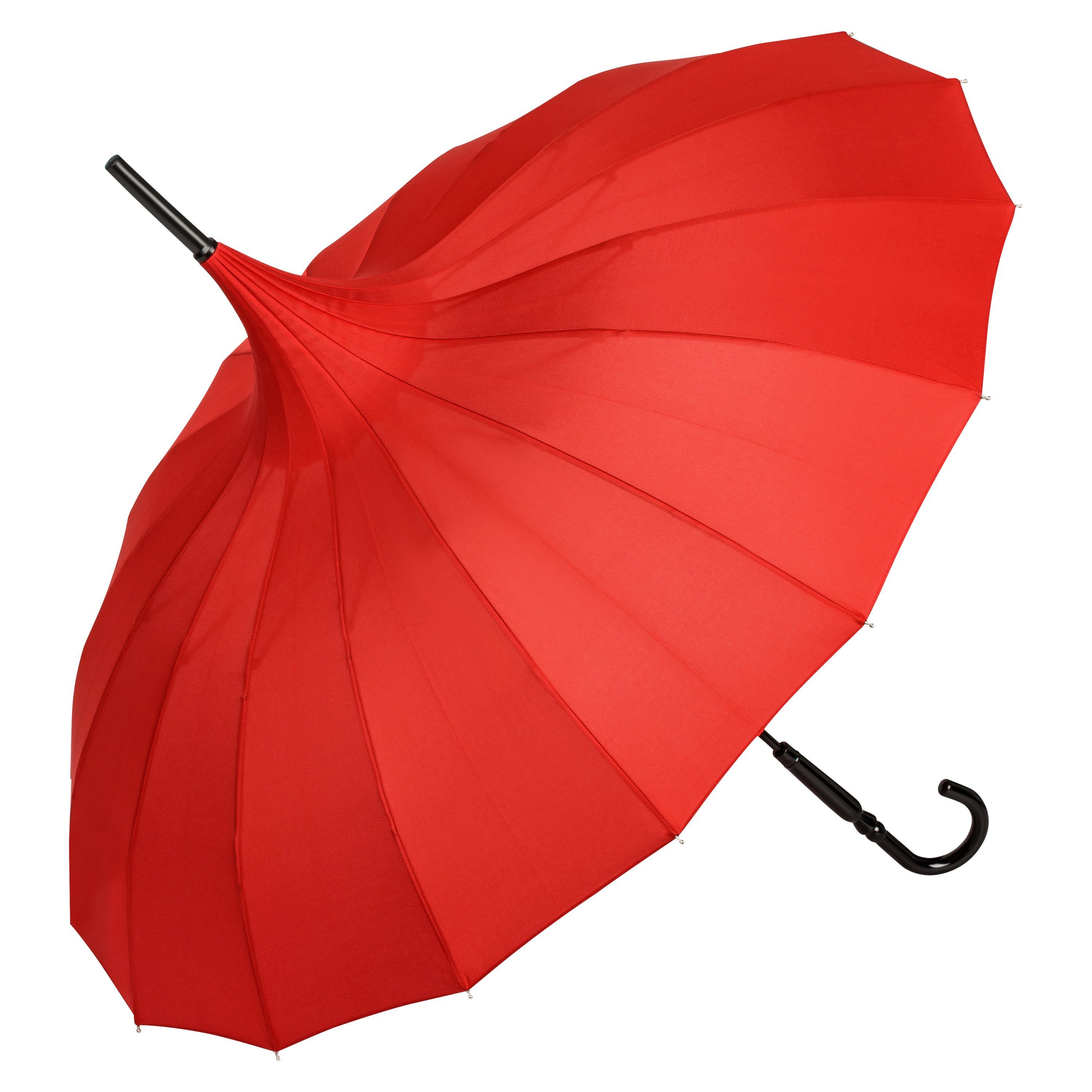 von Lilienfeld Stockregenschirm Regenschirm Sonnenschirm Pagode Charlotte, Pagodenform mit 16 Segmenten rot